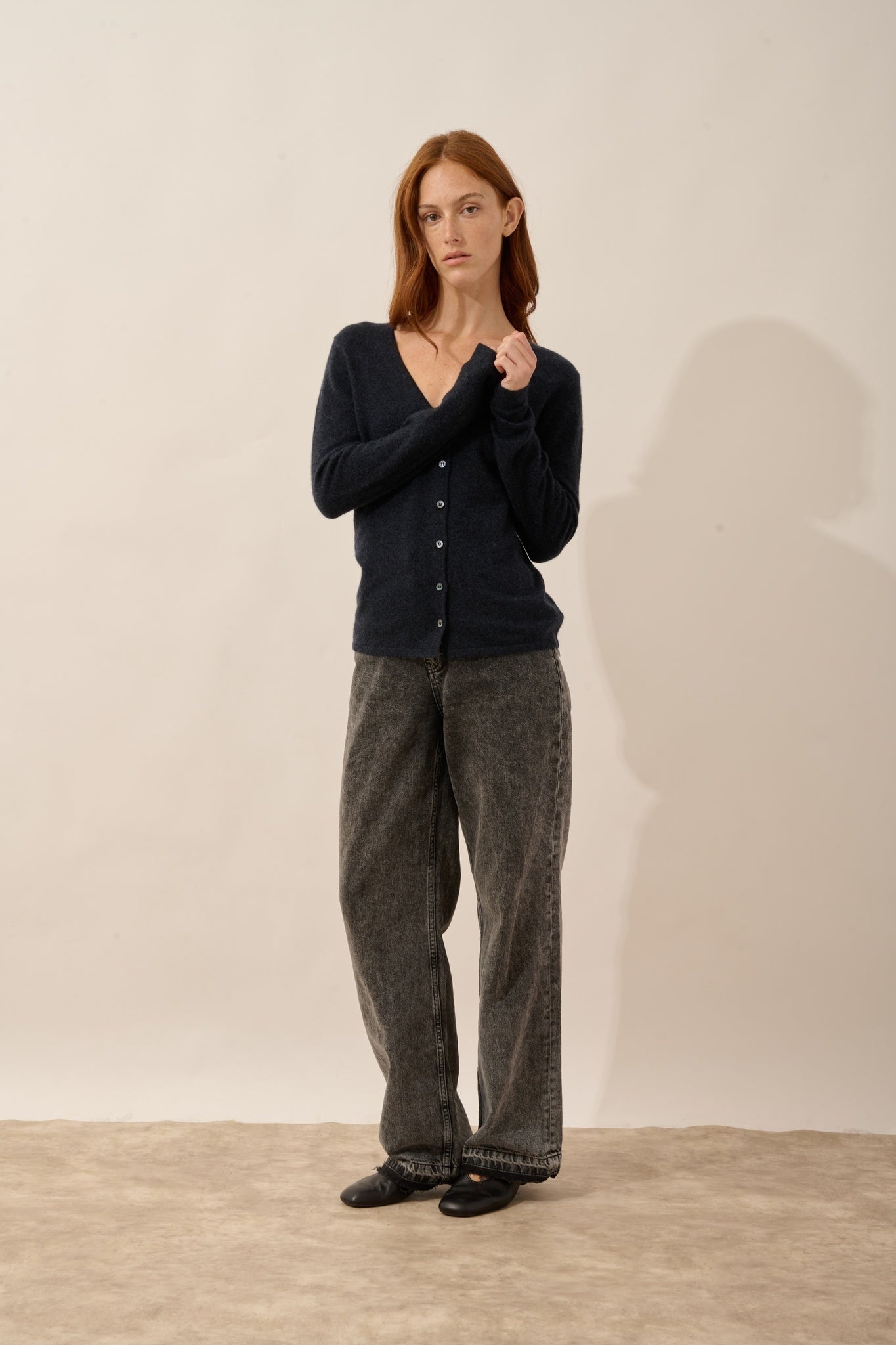 NORMA cardigan col v caviar