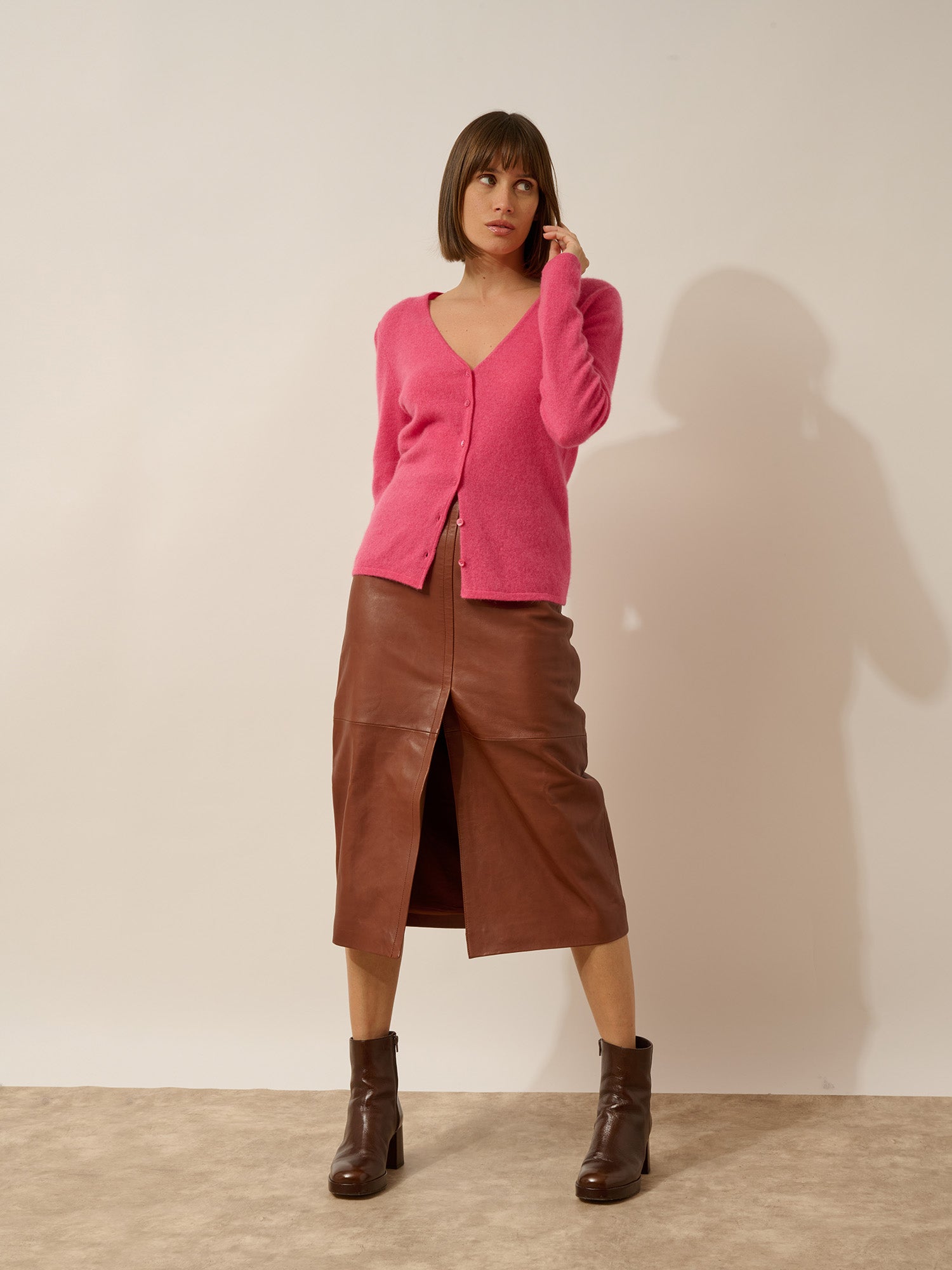 NORMA cardigan col v fraise