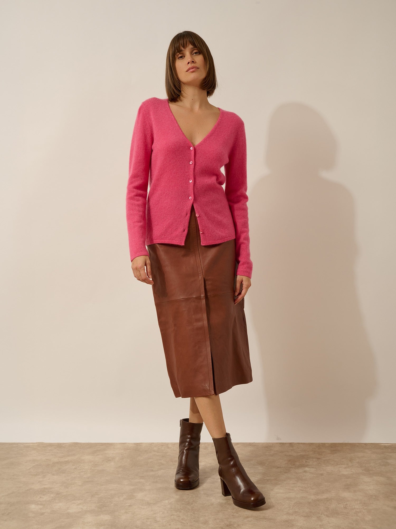 norma cardigan col v fraise