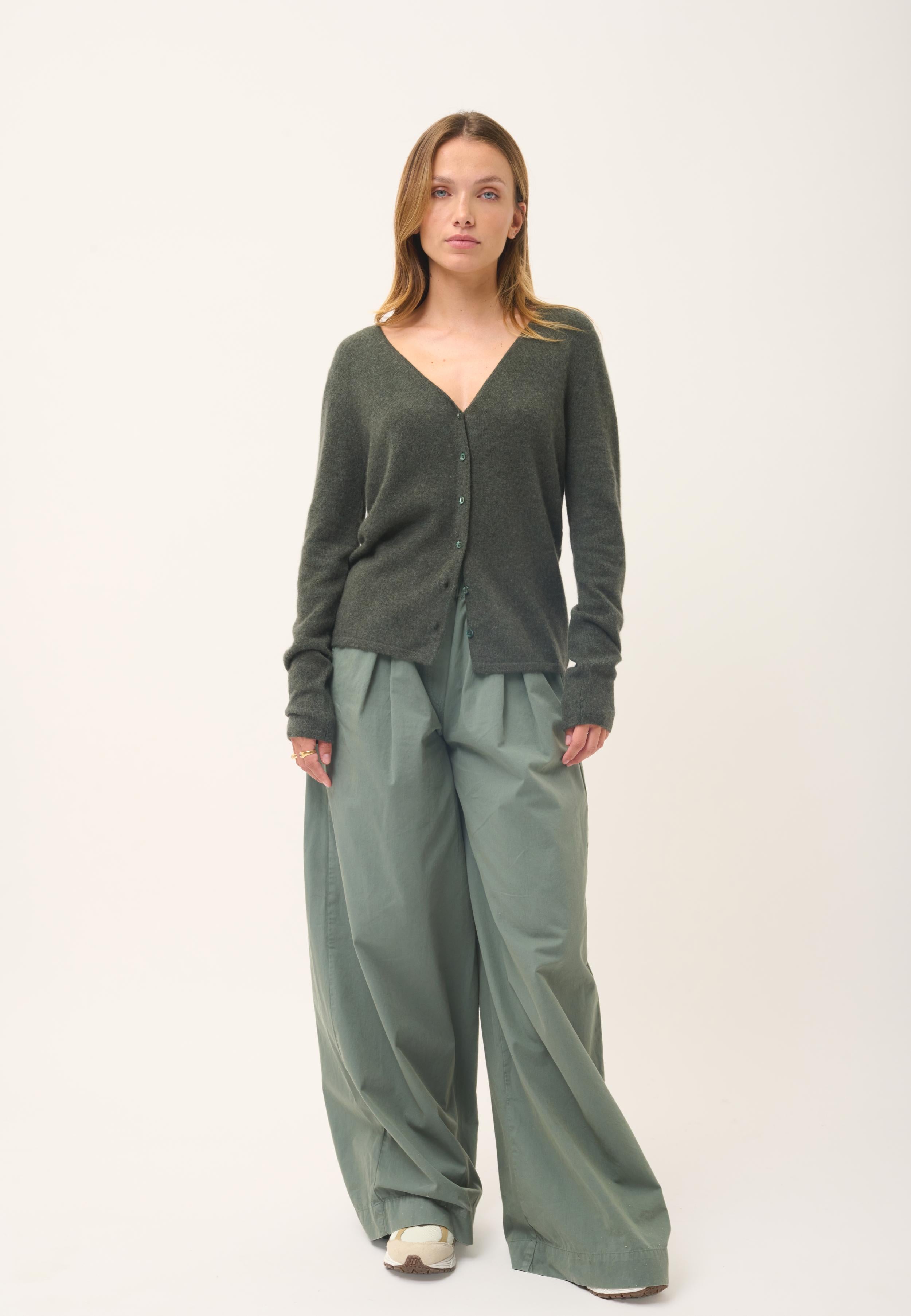 NORMA cardigan col v kaki chiné