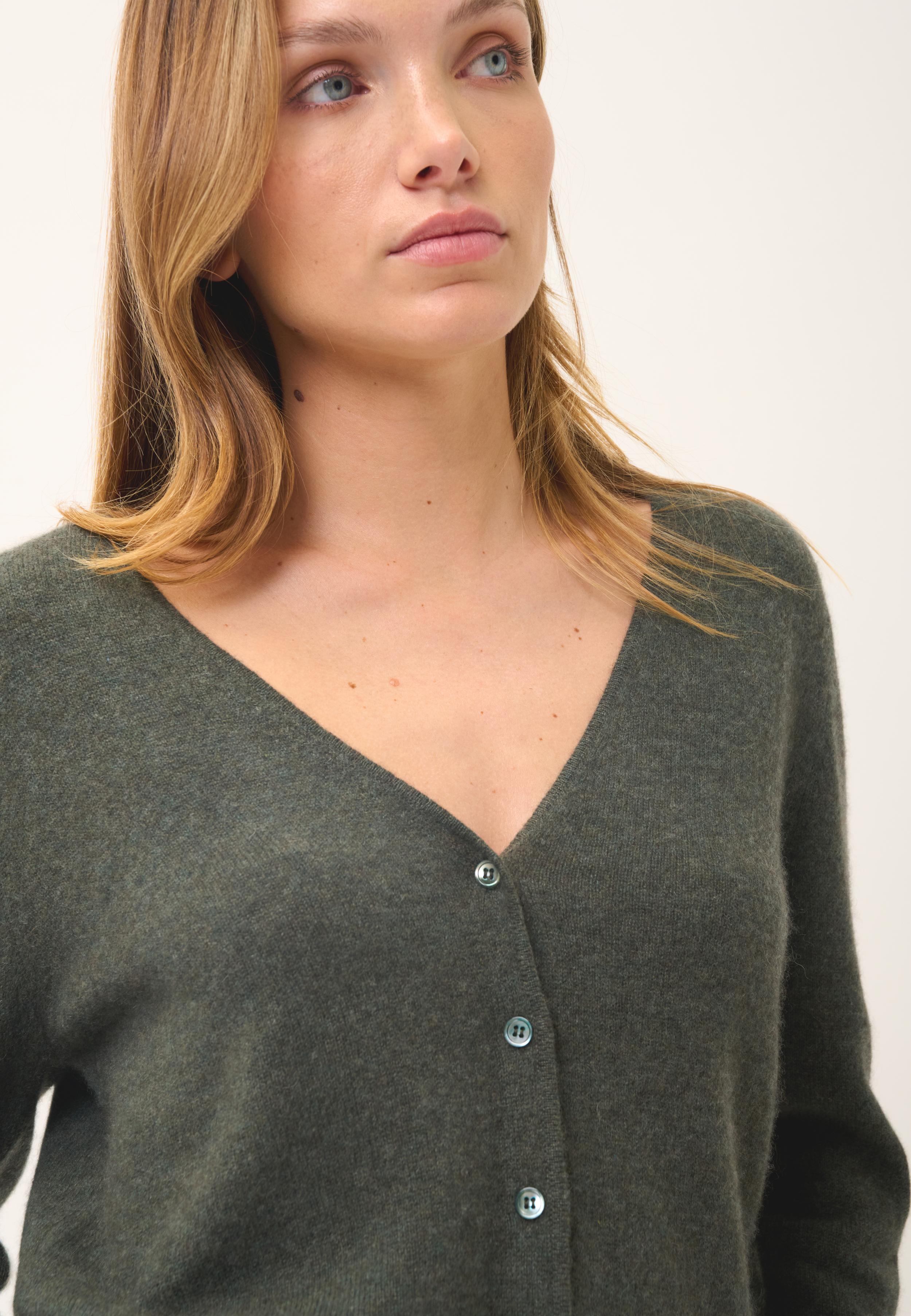 NORMA cardigan col v kaki chiné