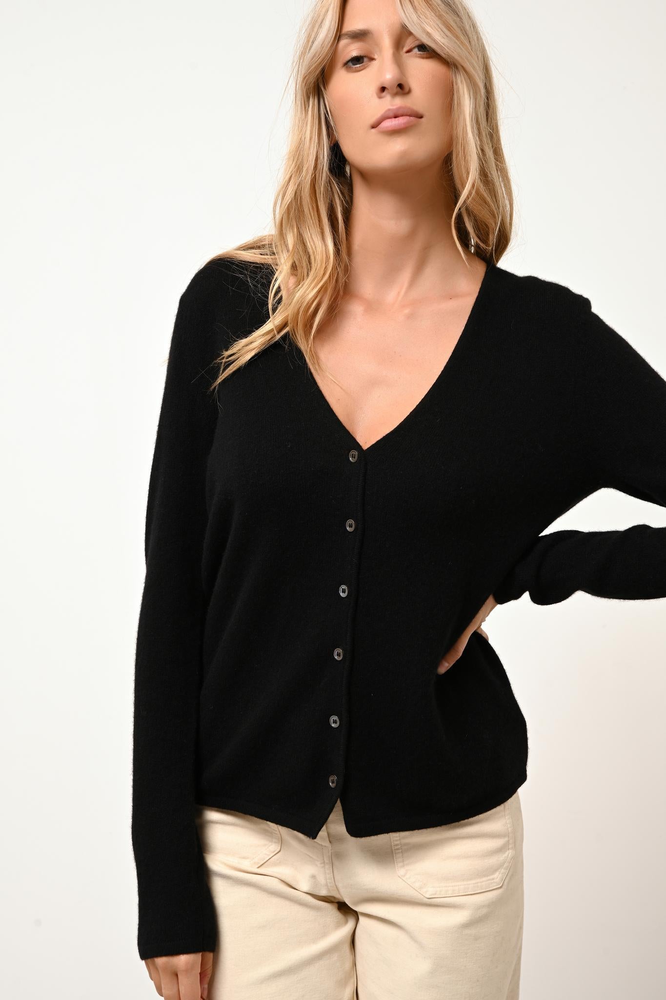 NORMA cardigan col v noir