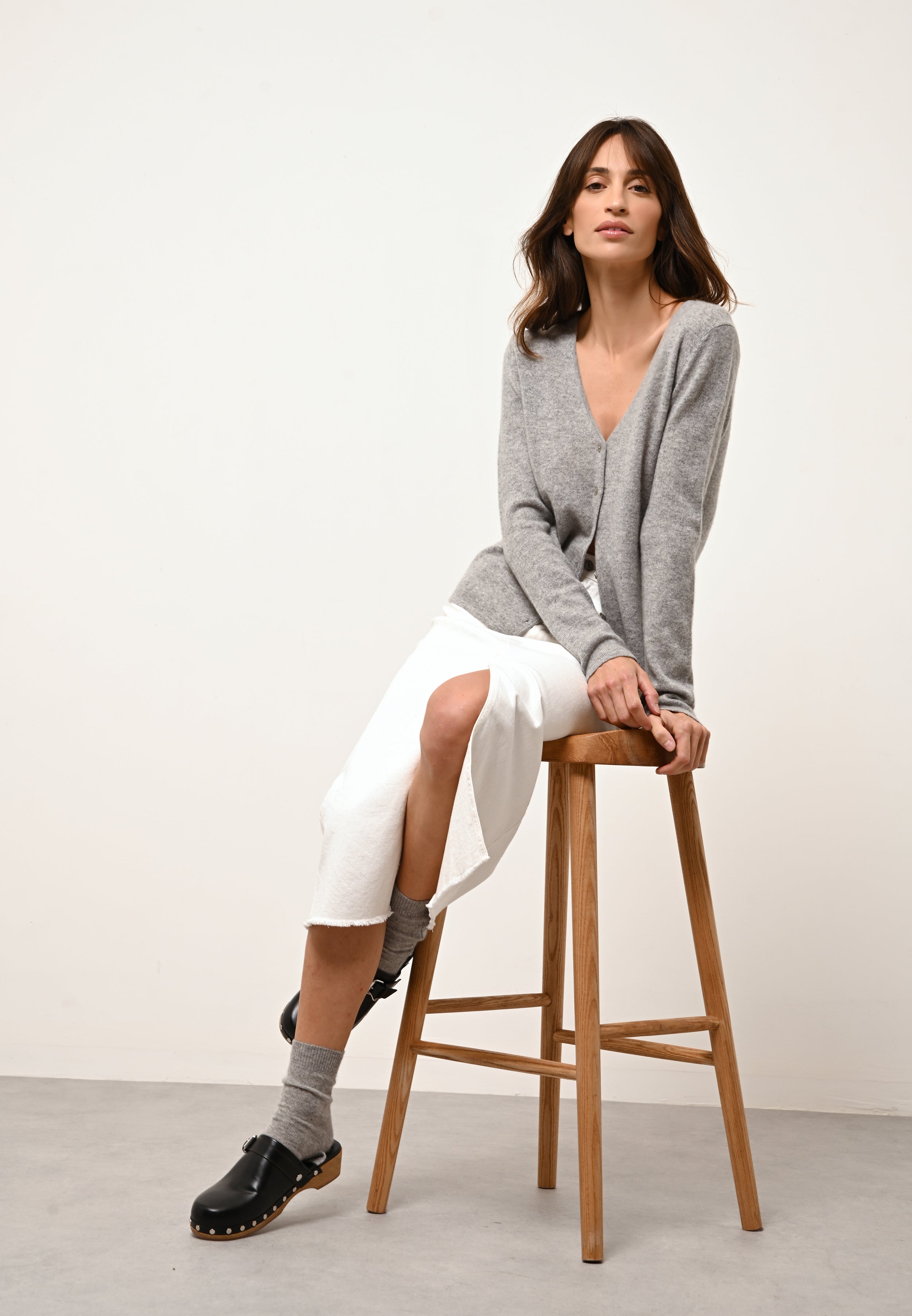 NORMA v-neck cardigan in mottled cloud