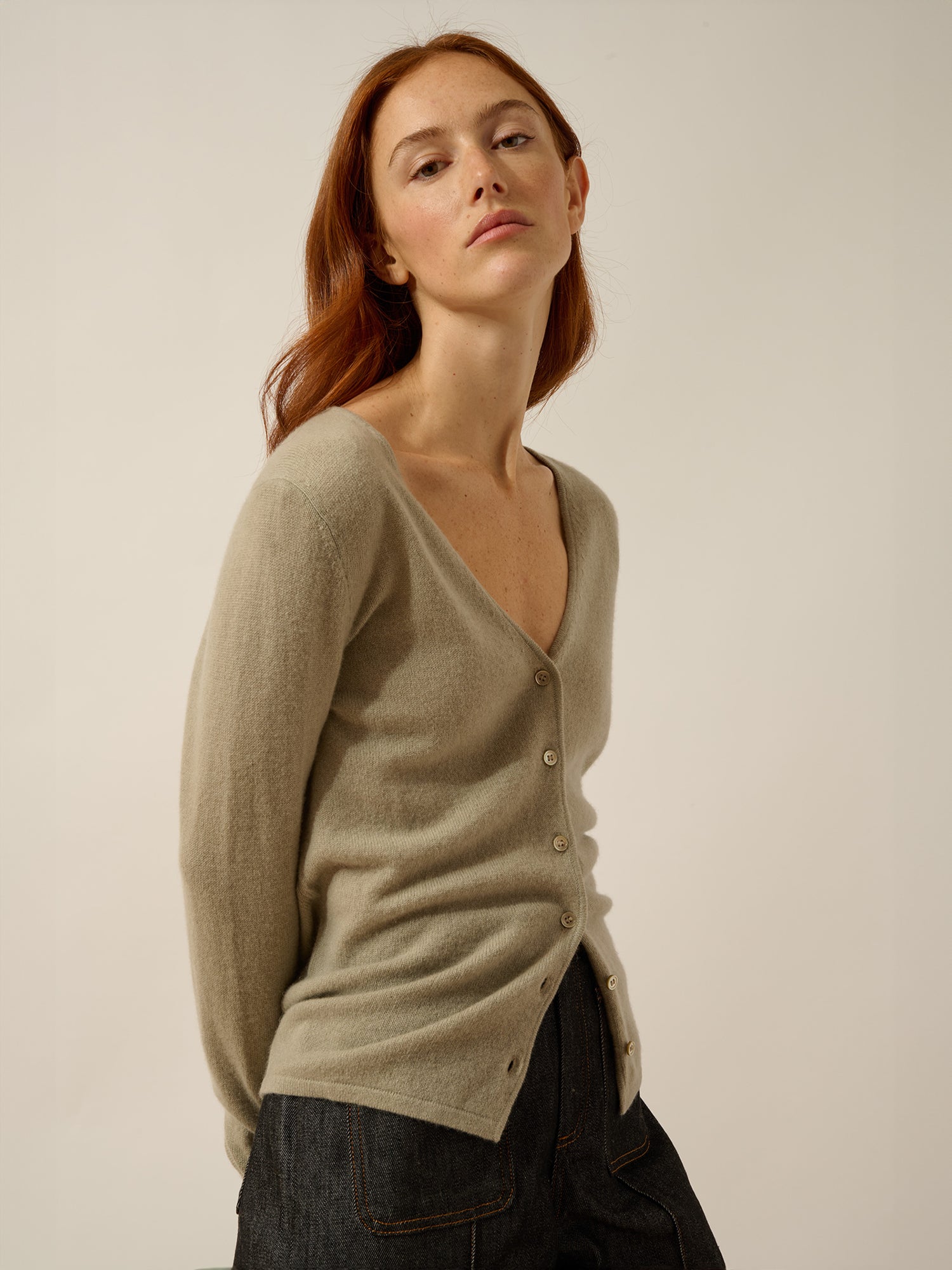 NORMA cardigan col v olive