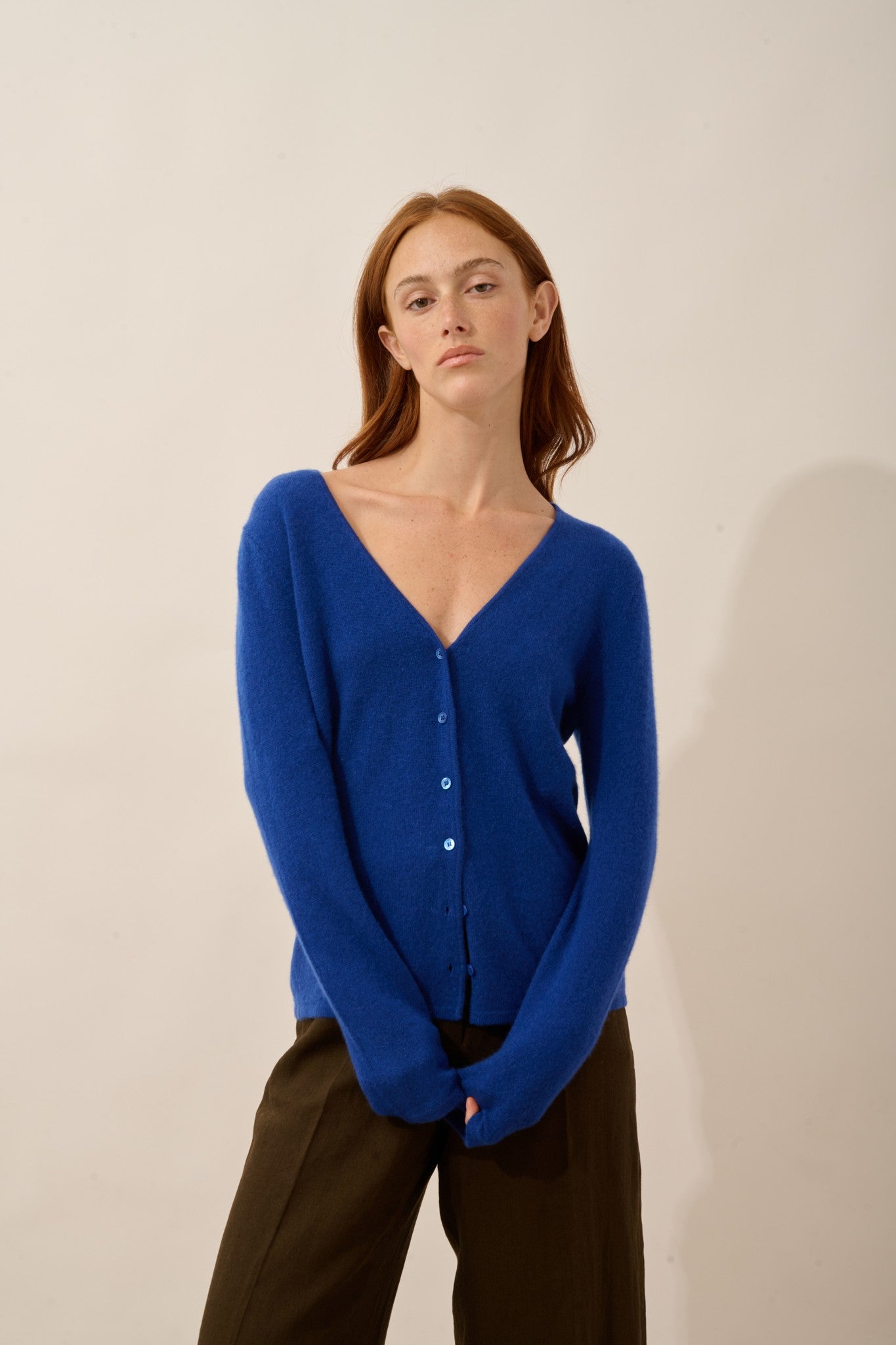 norma cardigan col v outremer