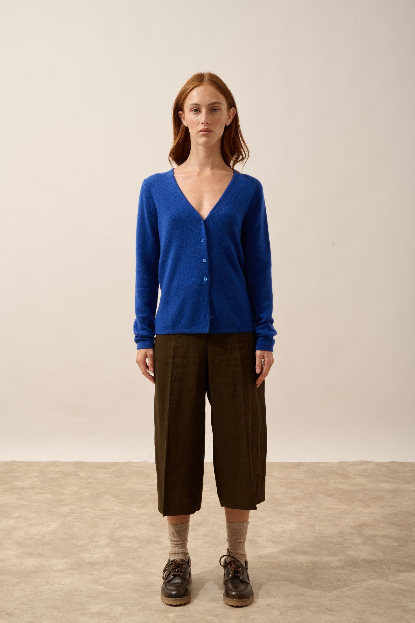 norma cardigan col v outremer