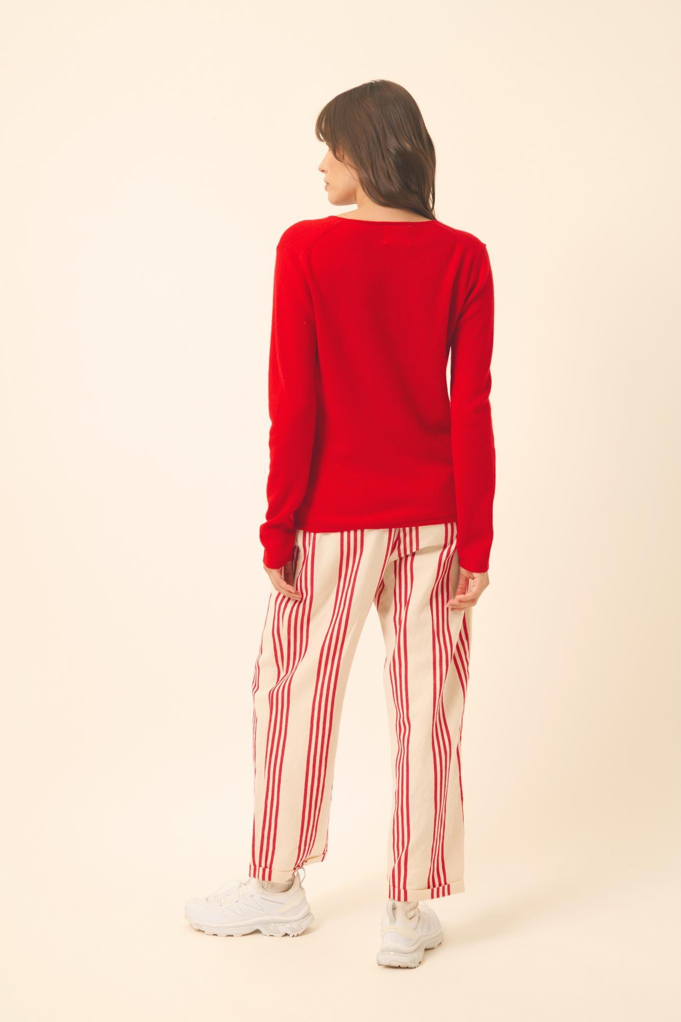 NORMA cardigan col v rouge