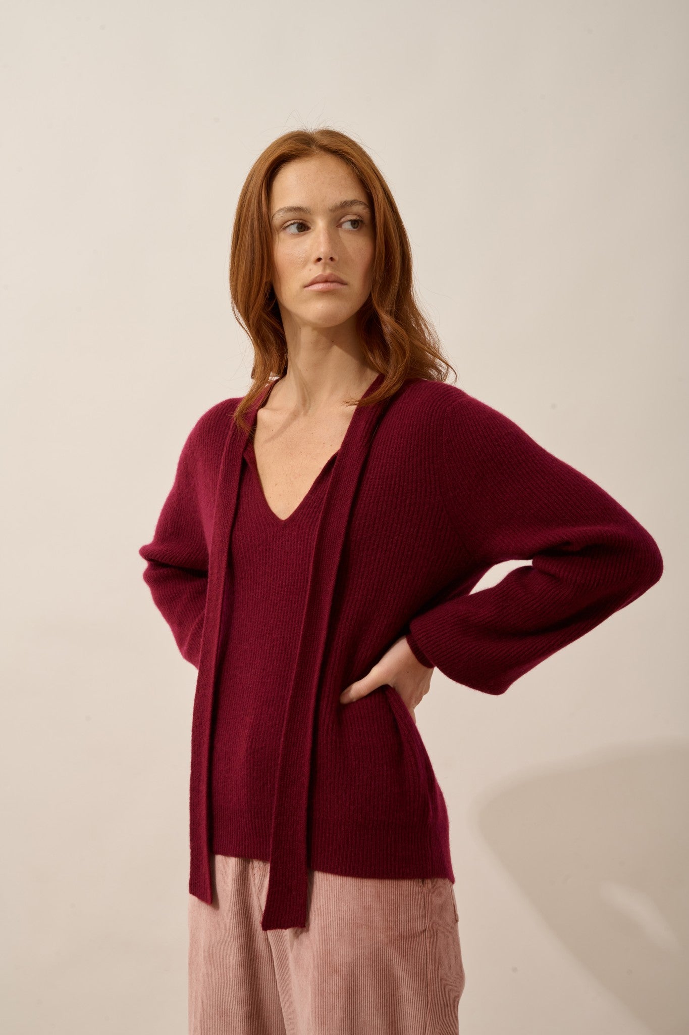 noty pull col lavallière bordeaux