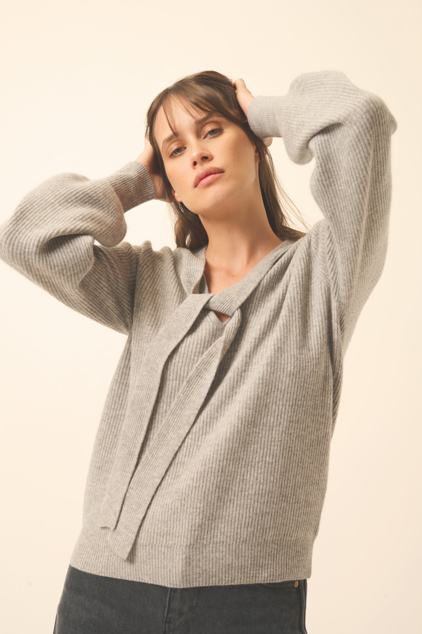 NOTY pull col lavallière nuage chiné