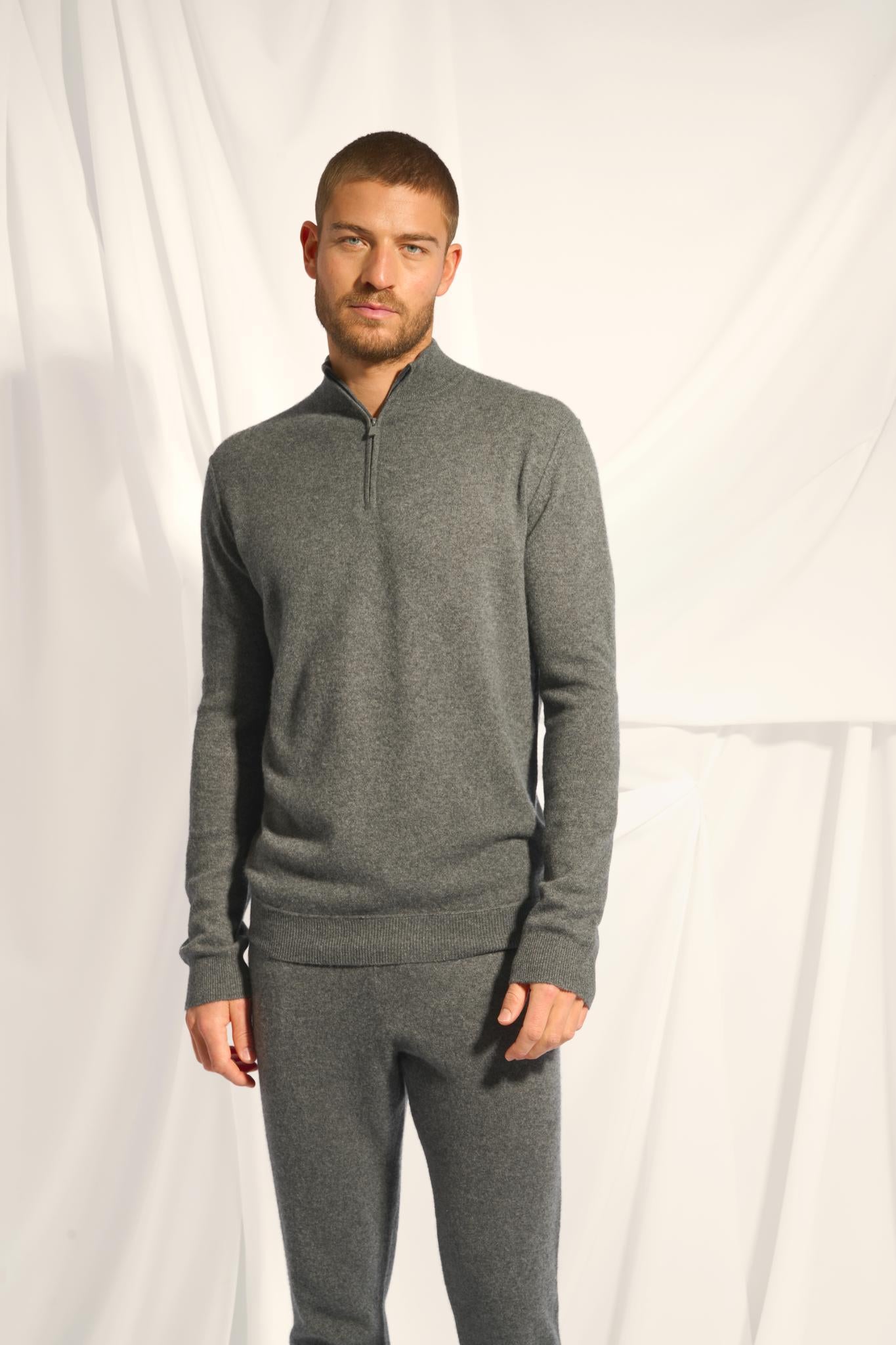 NOUR pull col camionneur anthracite chiné