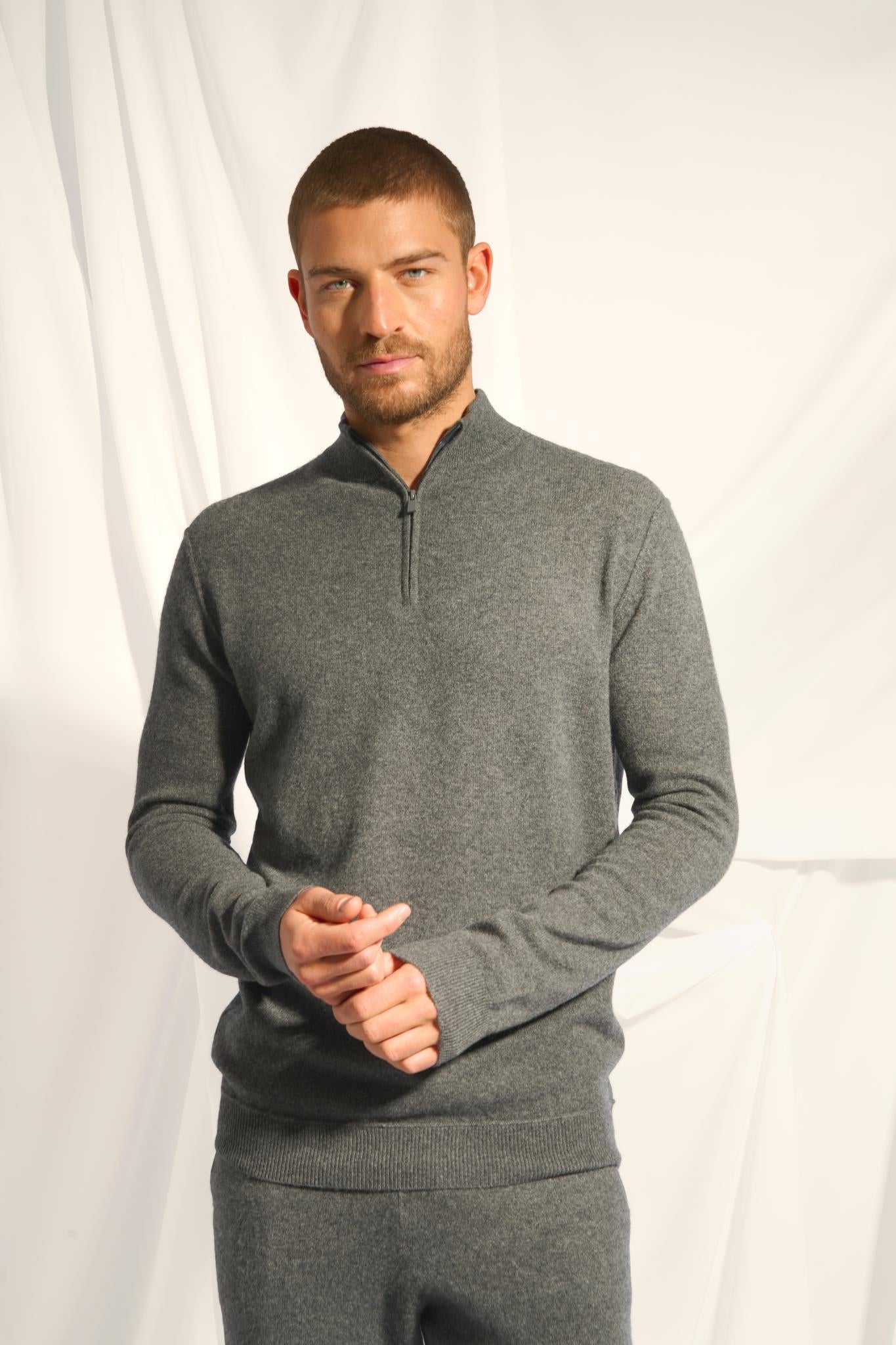 NOUR pull col camionneur anthracite chiné