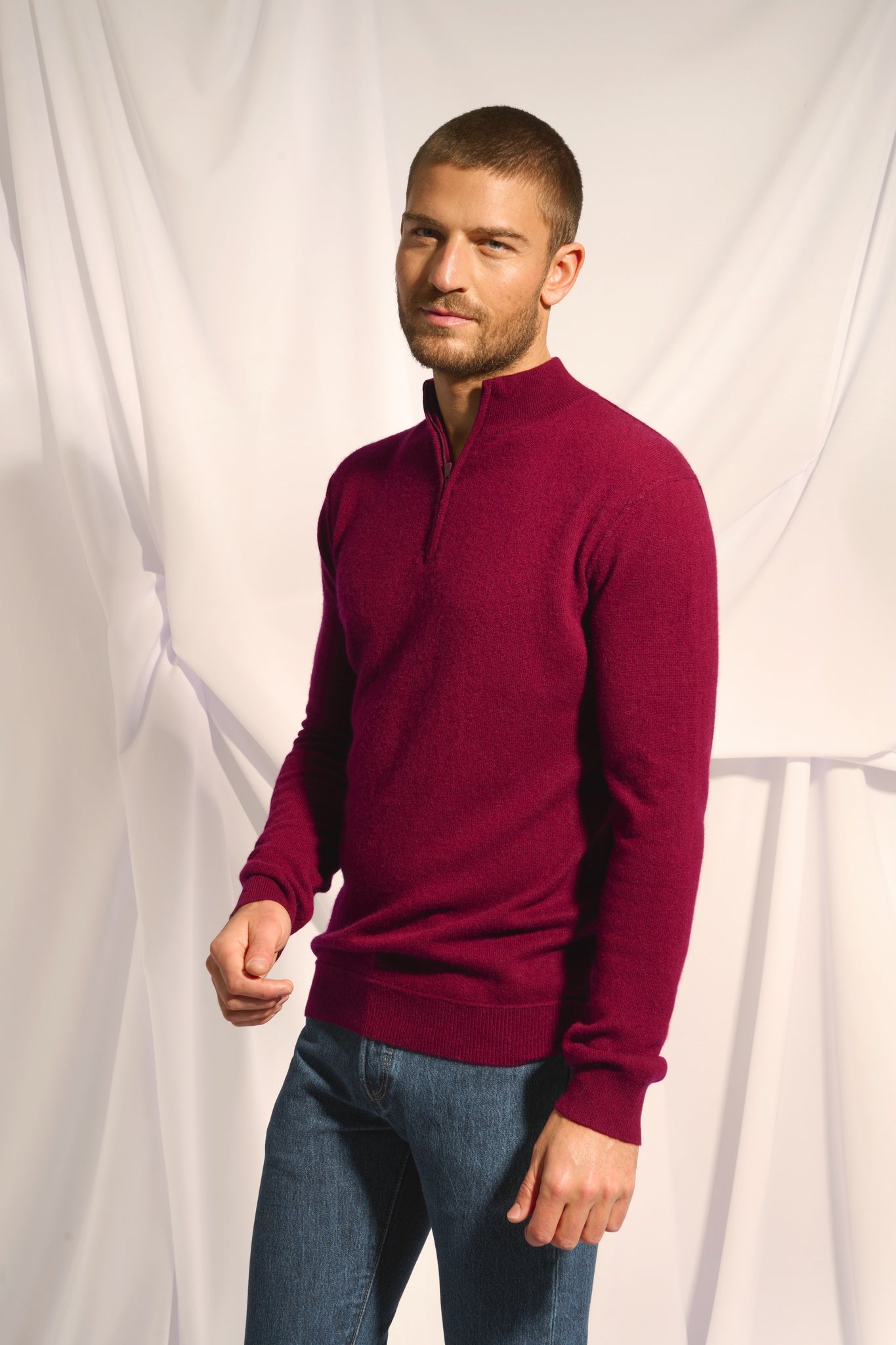 NOUR pull col camionneur bordeaux