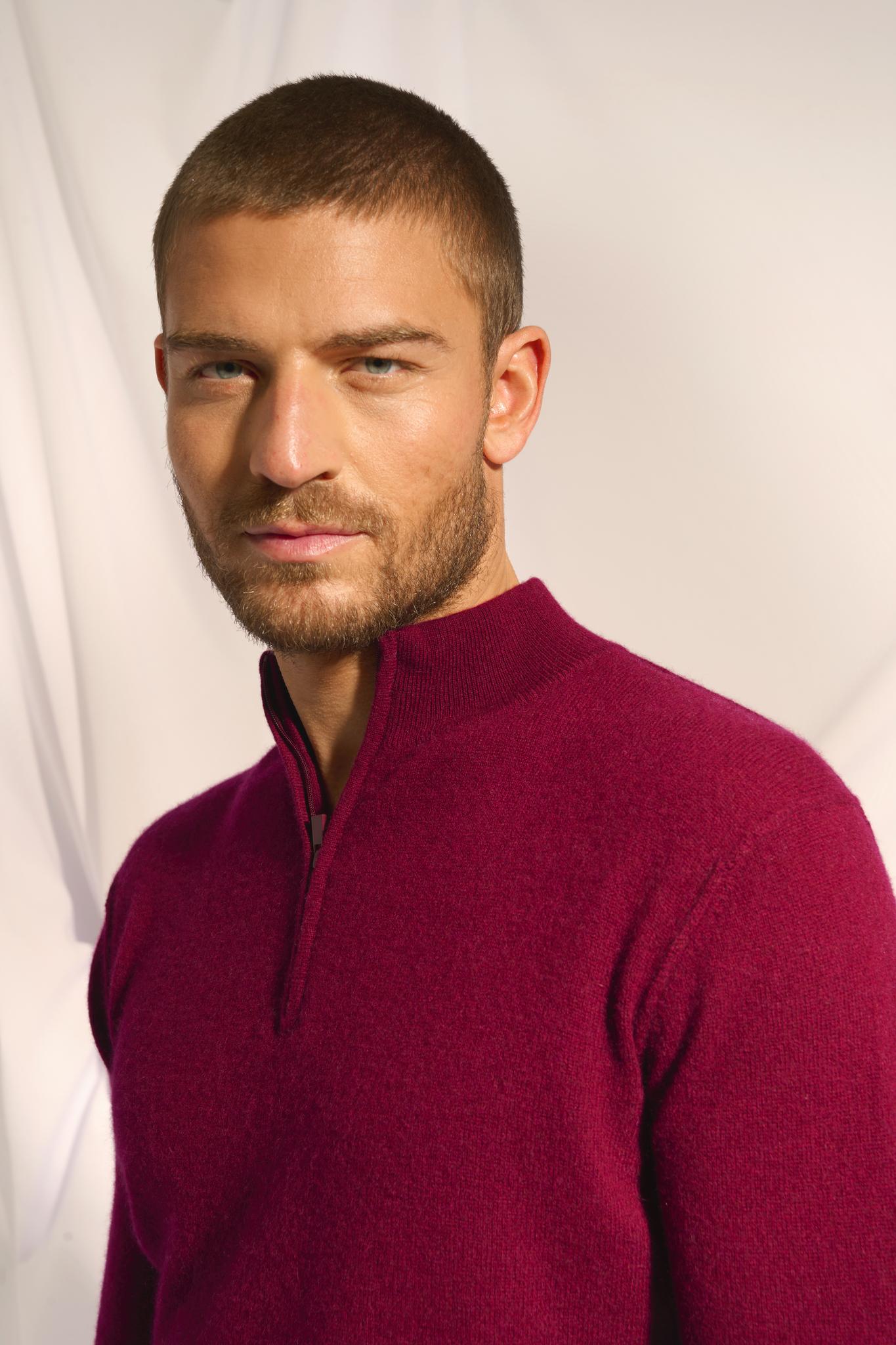 NOUR pull col camionneur bordeaux