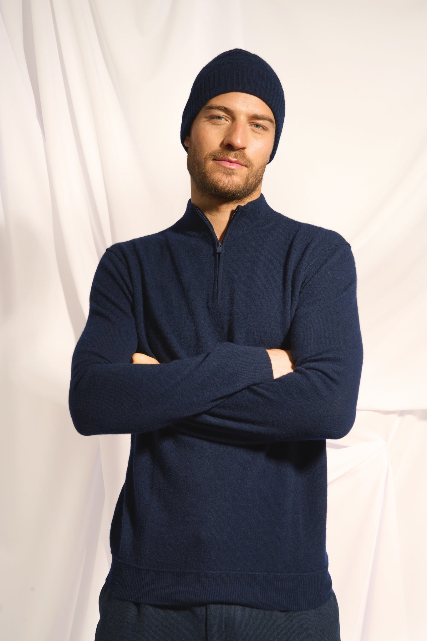 NOUR pull col camionneur navy