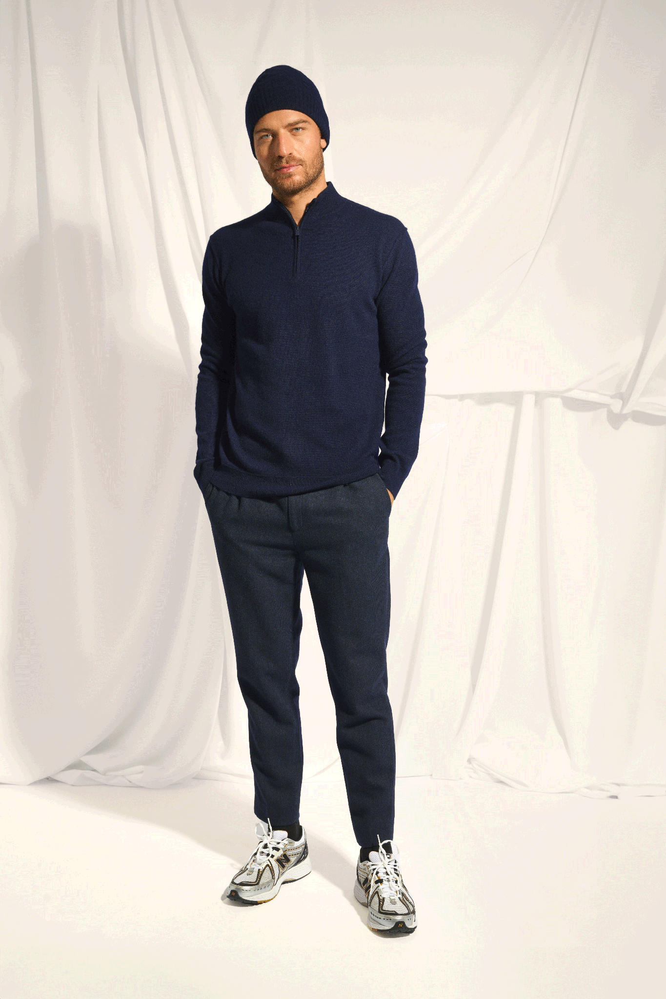 NOUR pull col camionneur navy