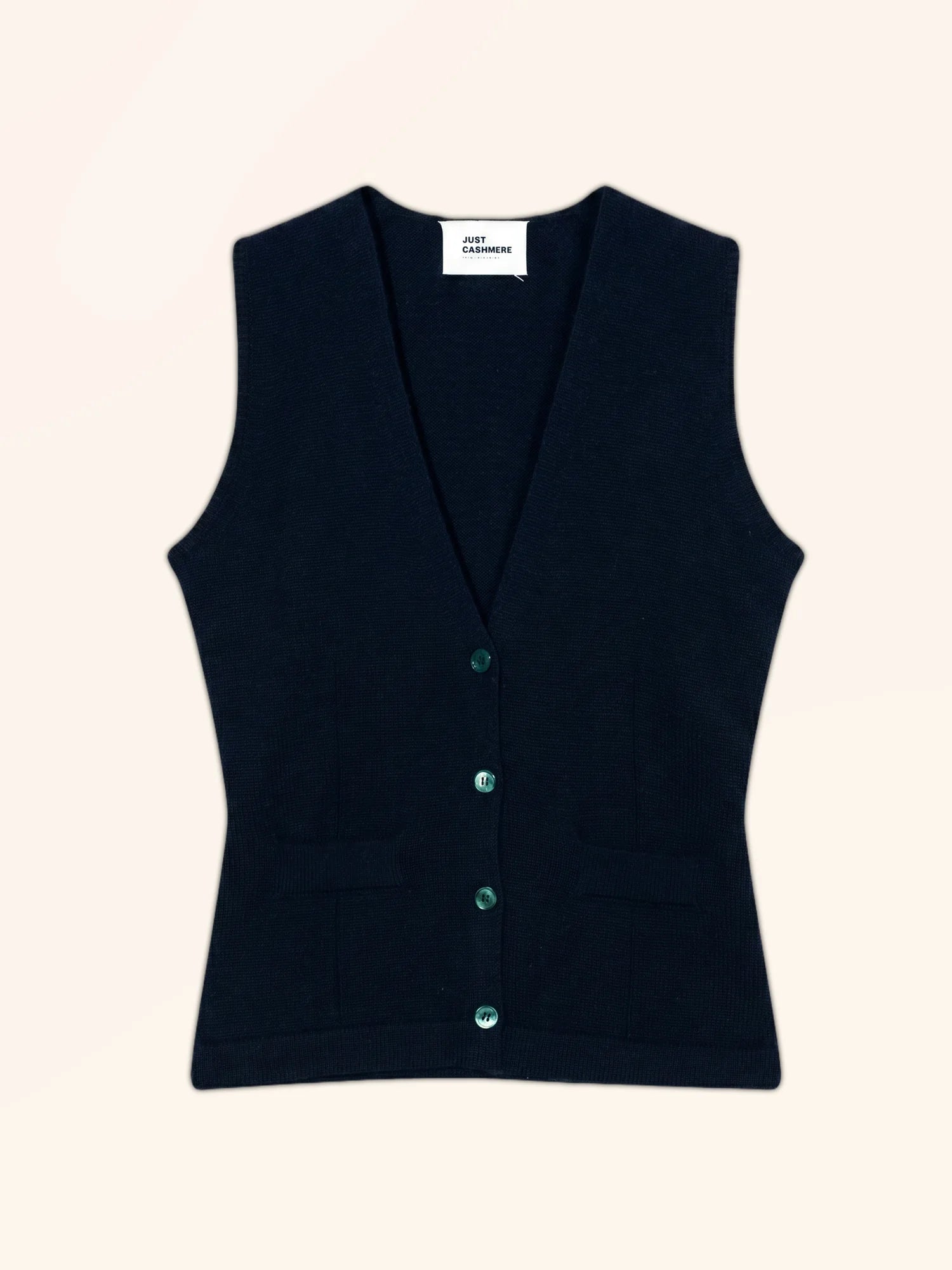 STEFAN Cardigan Col V sans Manches 4 Fils Bleu Marine