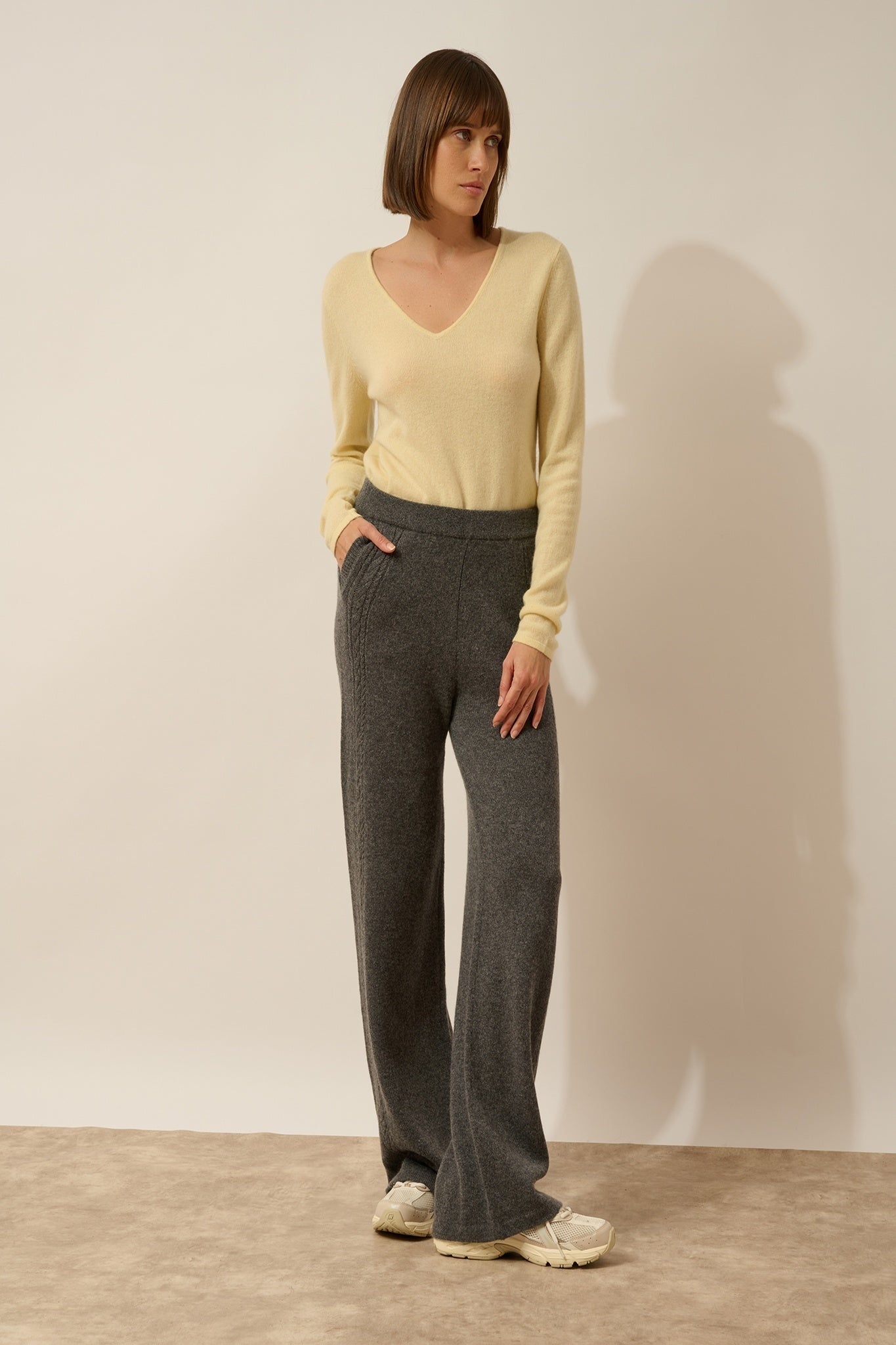 ODETTE pantalon large 4 fils anthracite chiné