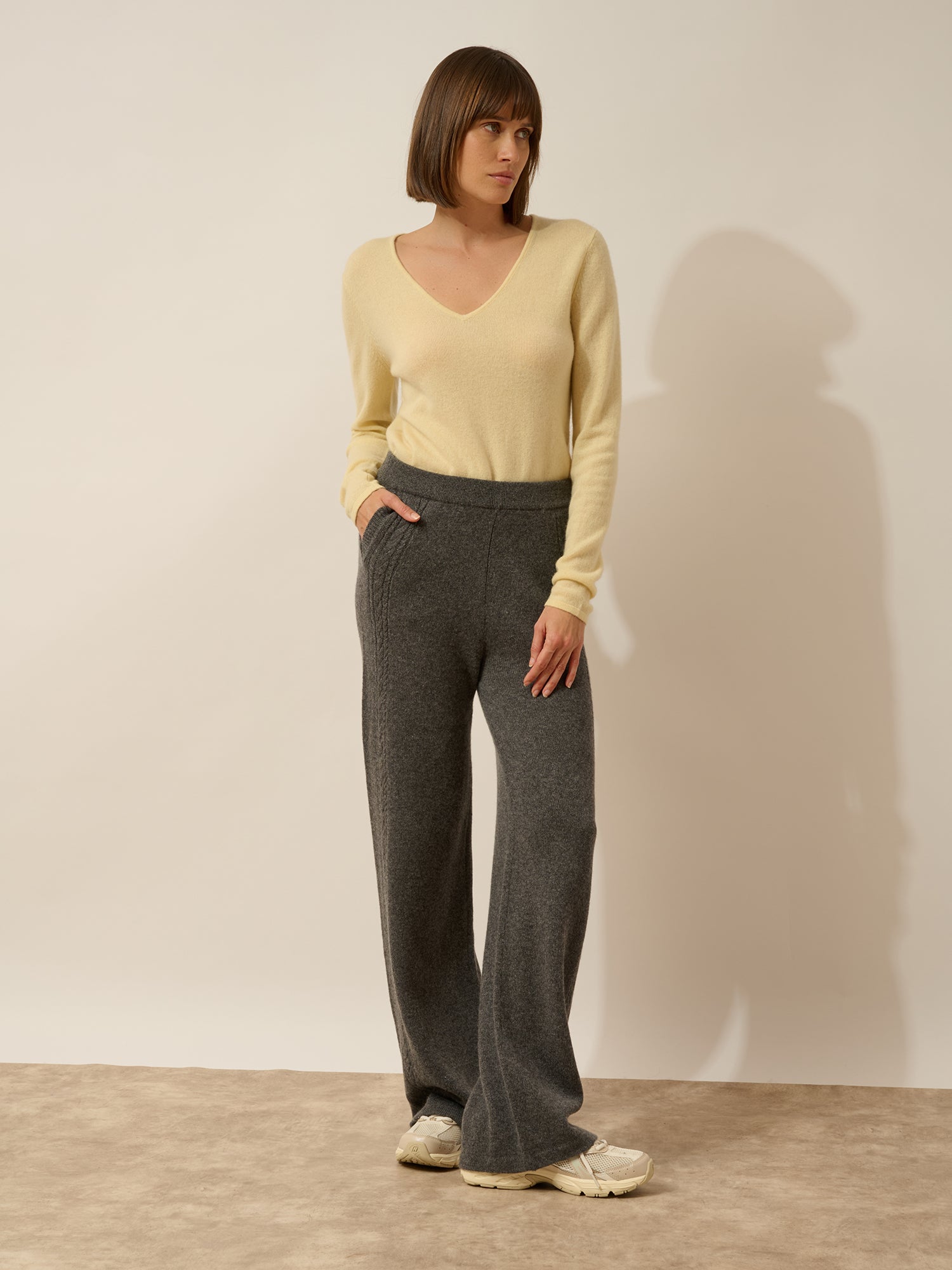 ODETTE pantalon large 4 fils anthracite chiné
