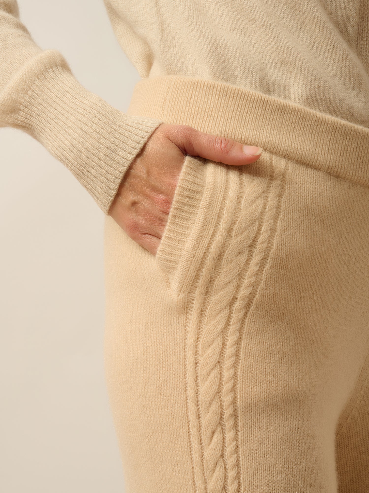 ODETTE pantalon large 4 fils beige