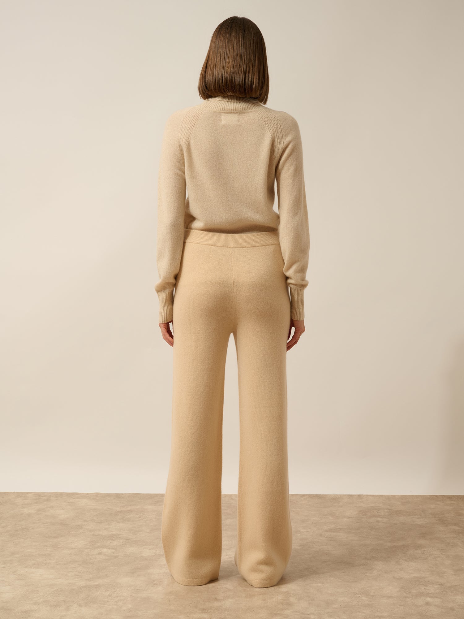 ODETTE pantalon large 4 fils beige