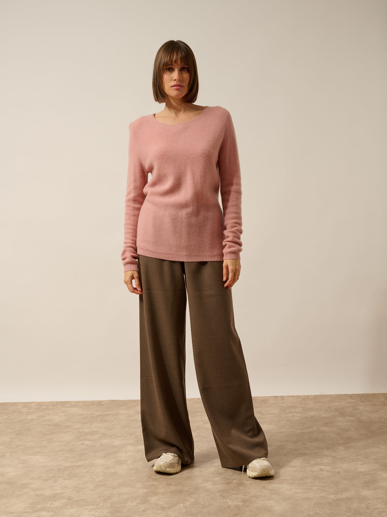 OLENA rosewood round neck sweater