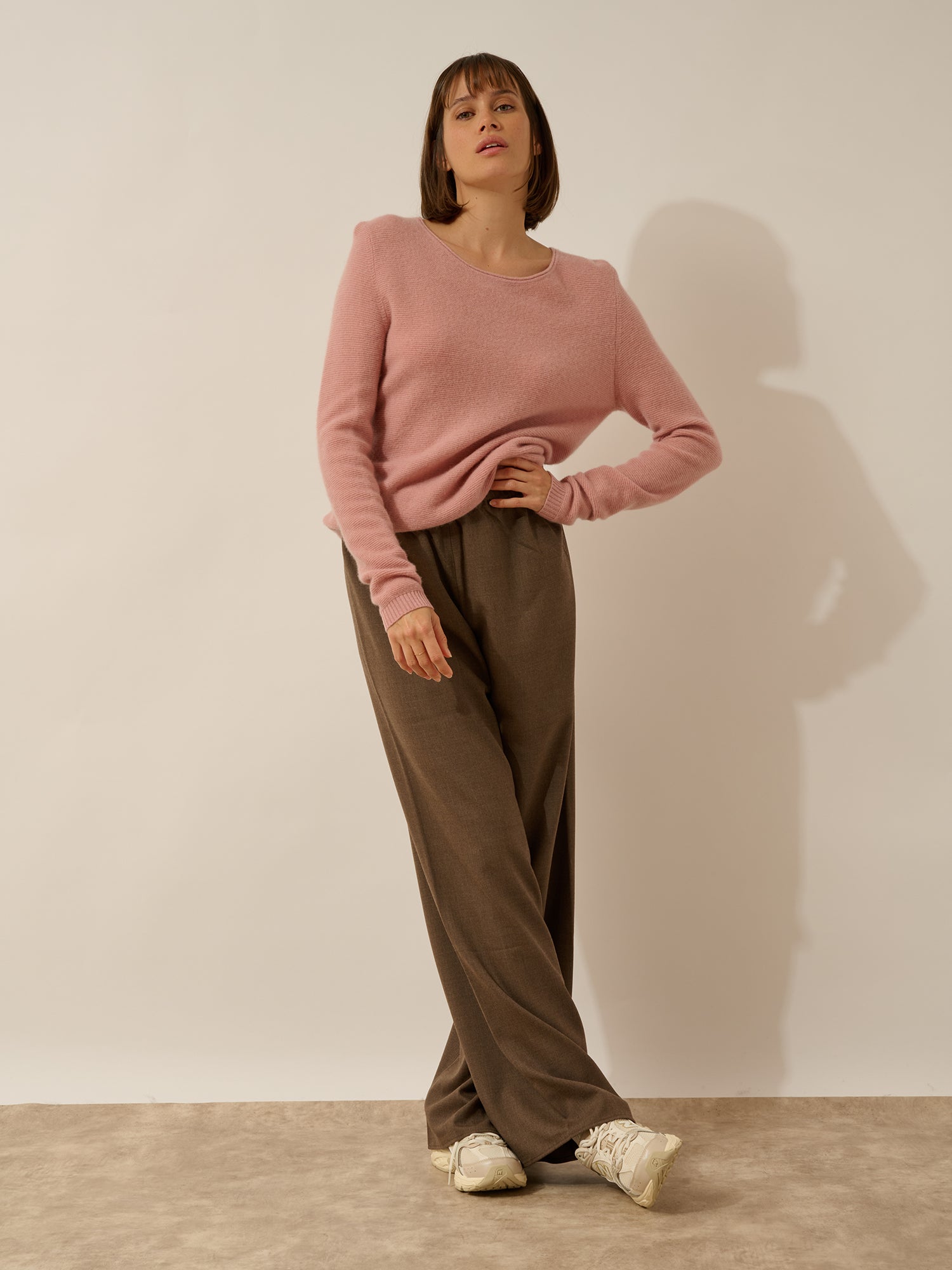 OLENA pull col rond bois de rose