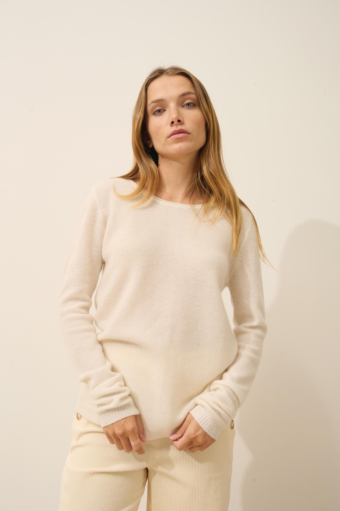 OLENA pull col rond ivoire