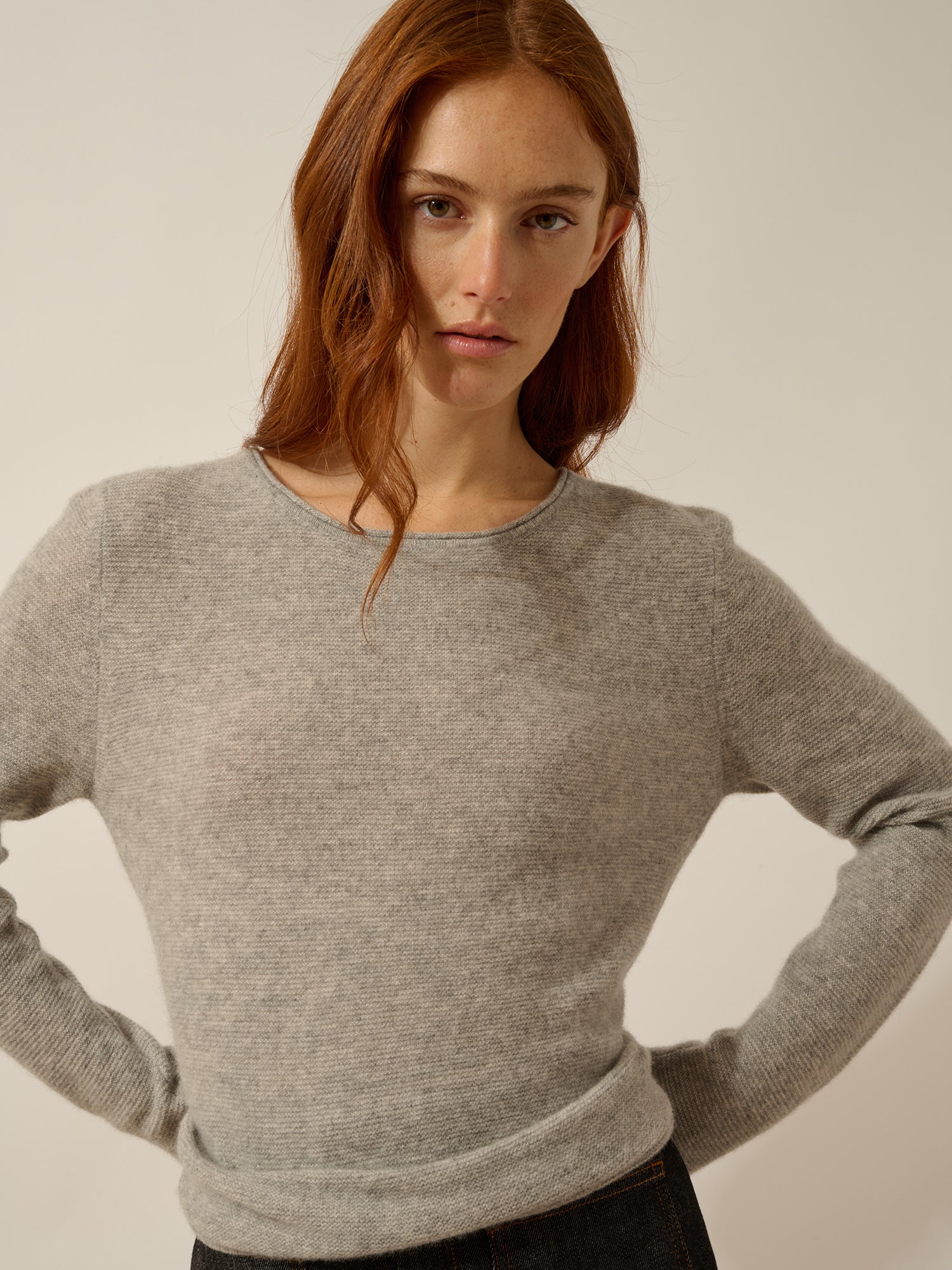 OLENA pull col rond nuage chiné