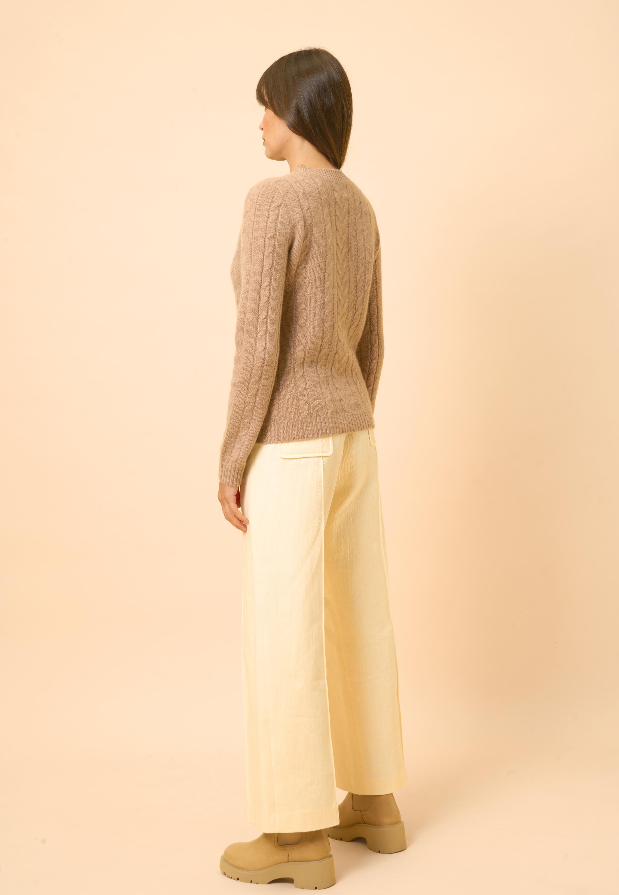 OLIVIA pull col rond camel chiné
