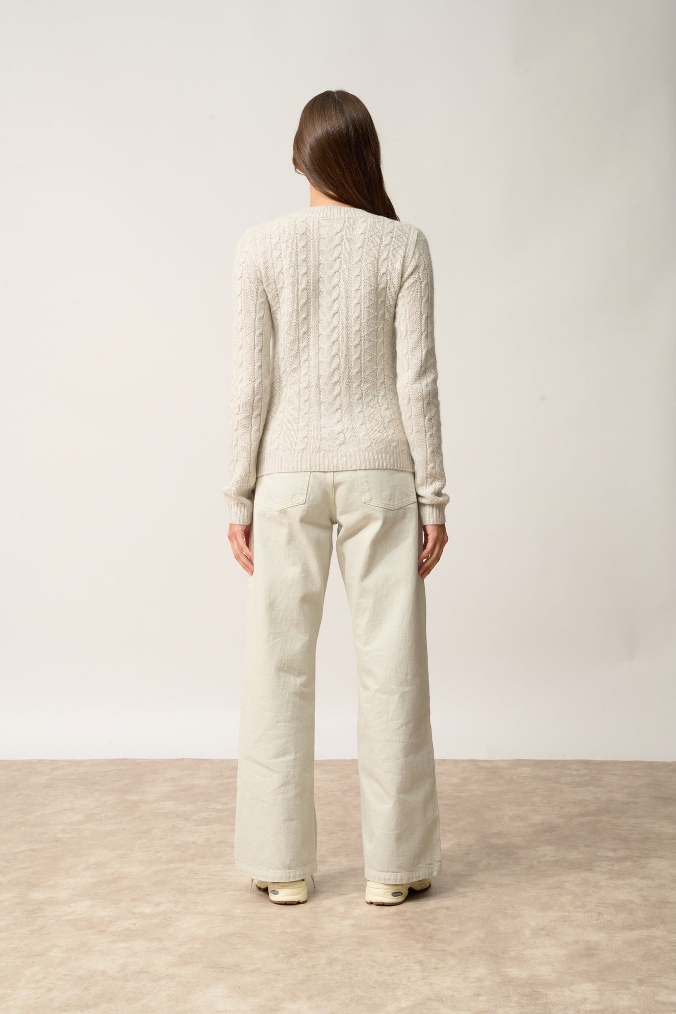 OLIVIA pull col rond gris perle chiné