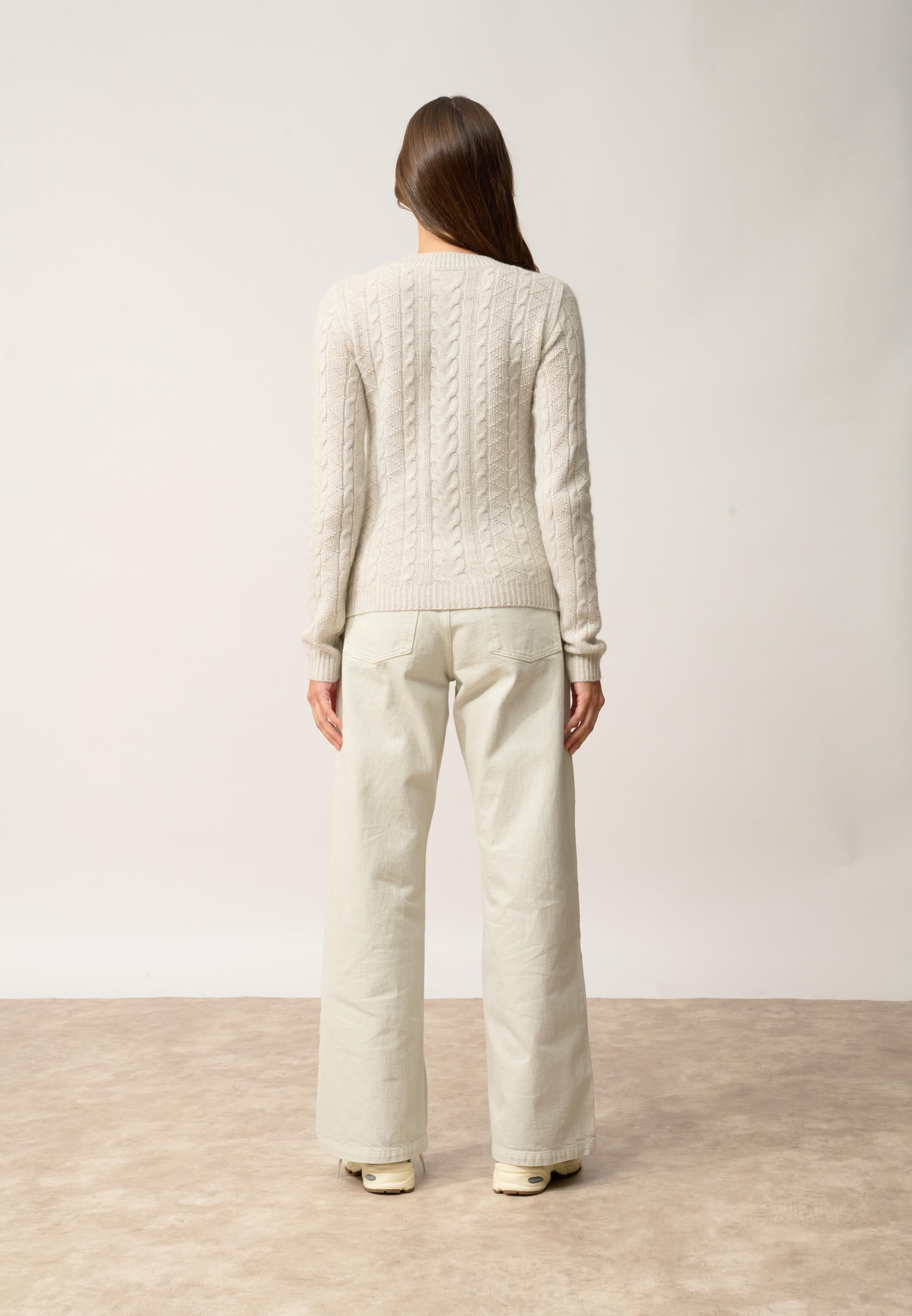 OLIVIA pull col rond gris perle chiné