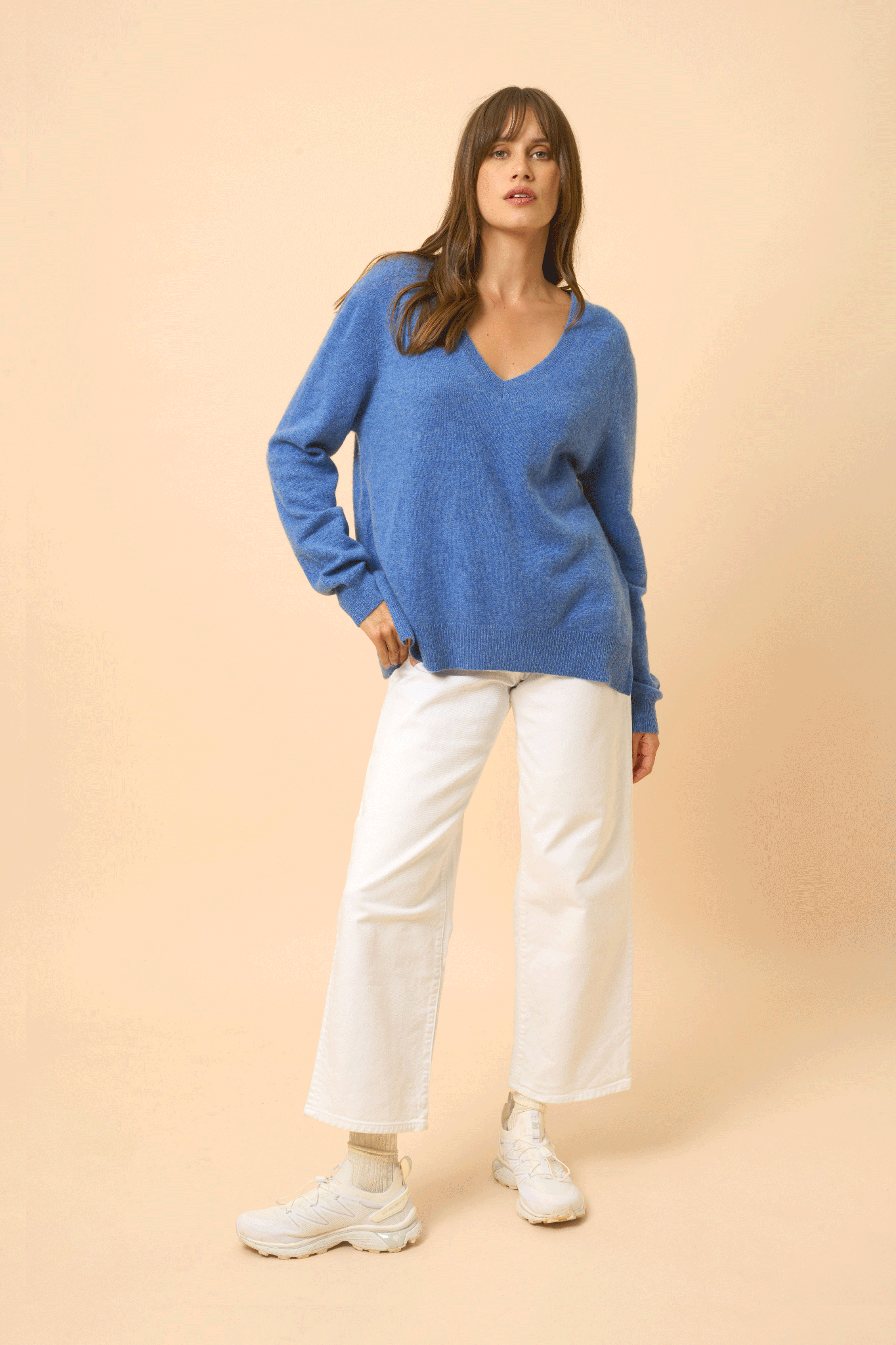 OPAL pull col v bleu denim