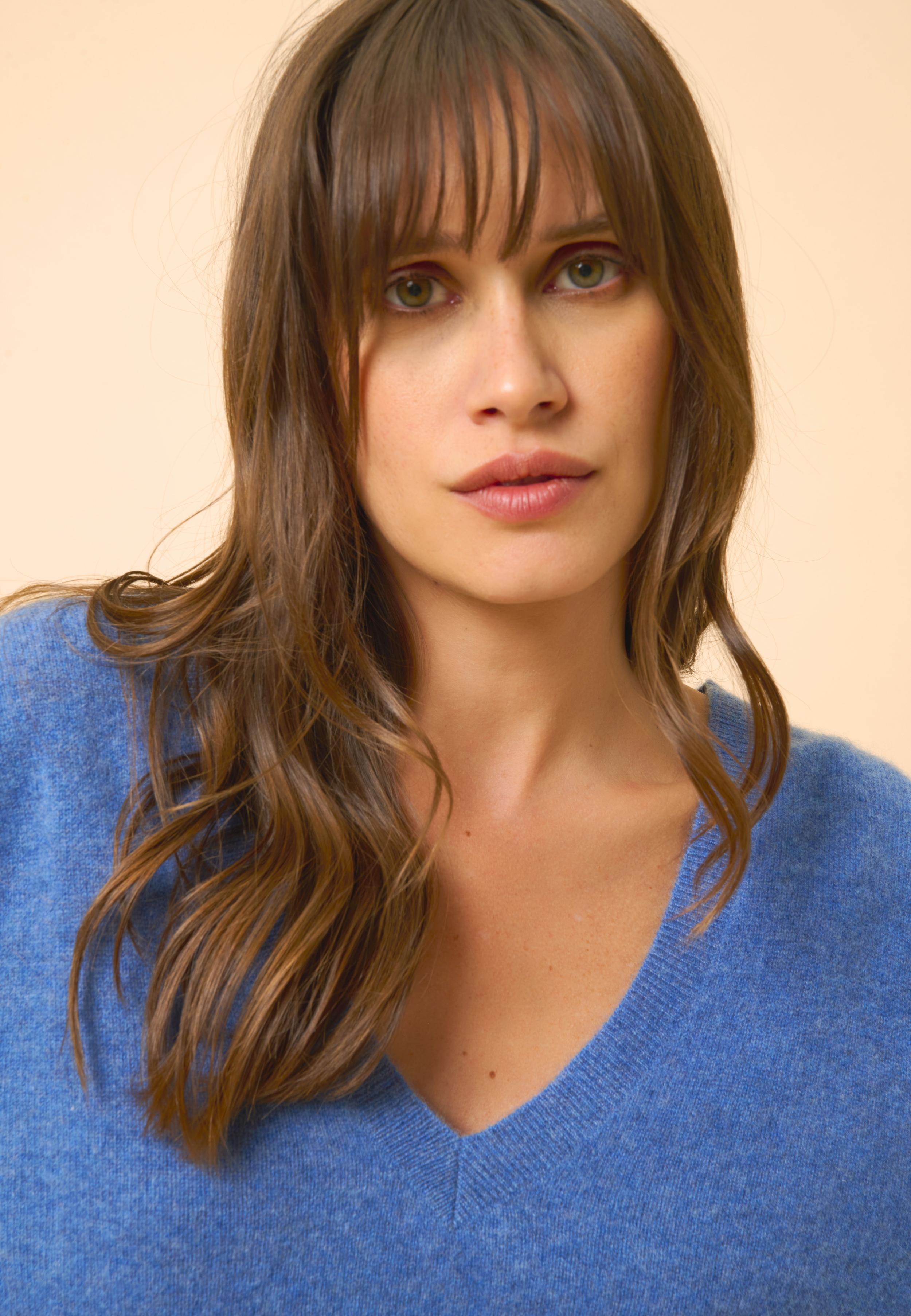 OPAL denim blue v-neck sweater