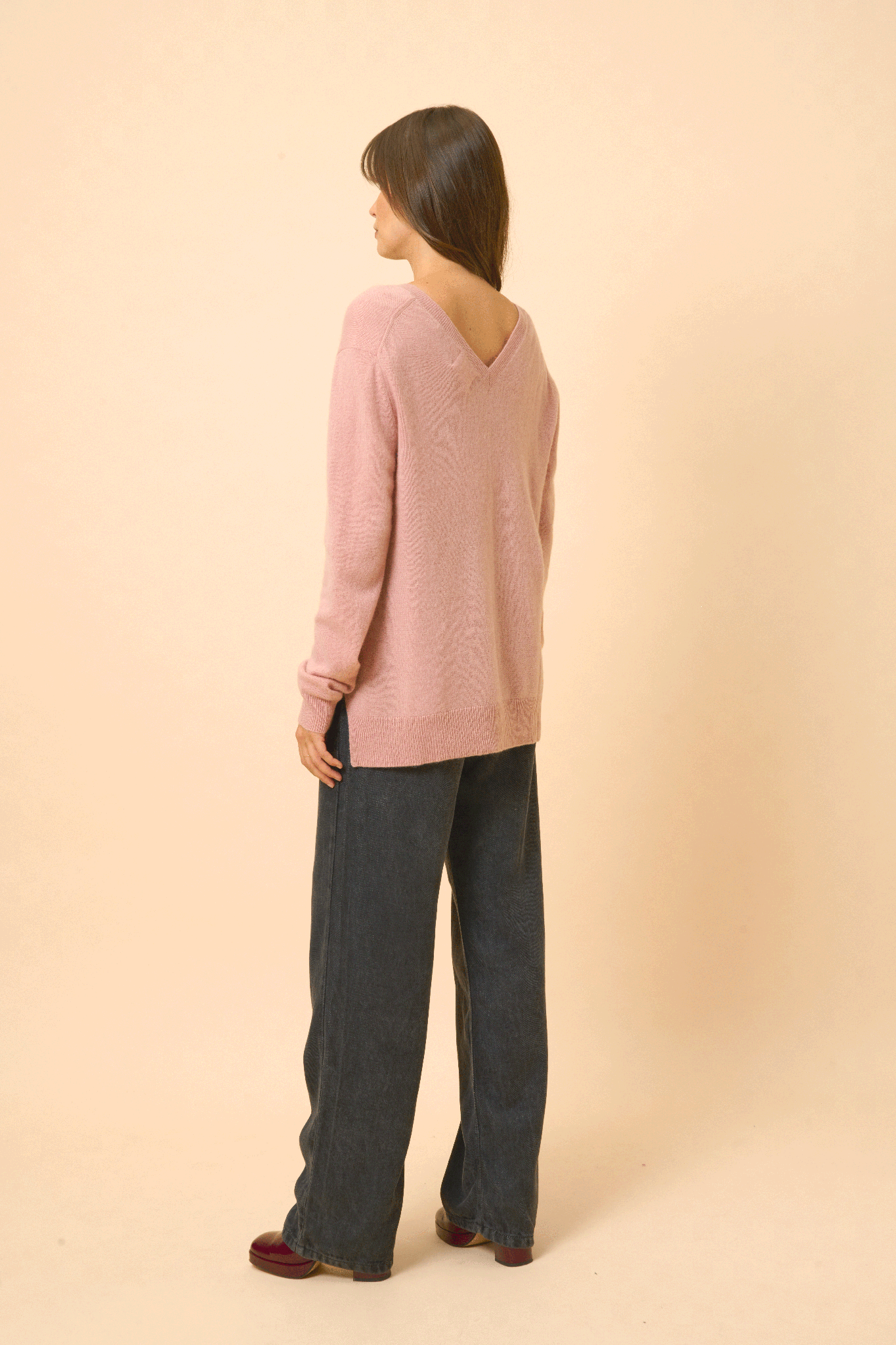 OPAL pull col v bois de rose