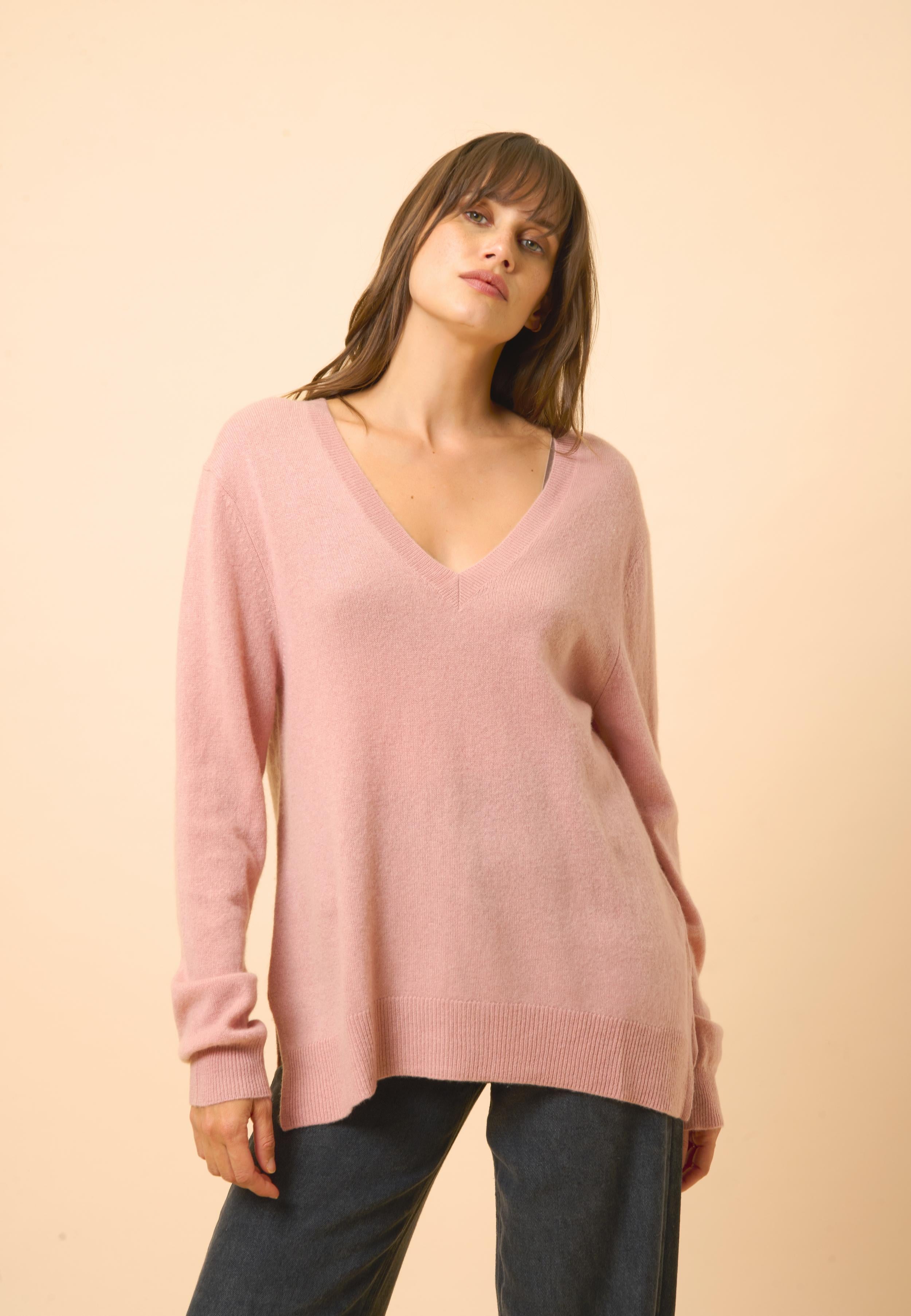 OPAL rosewood v-neck sweater