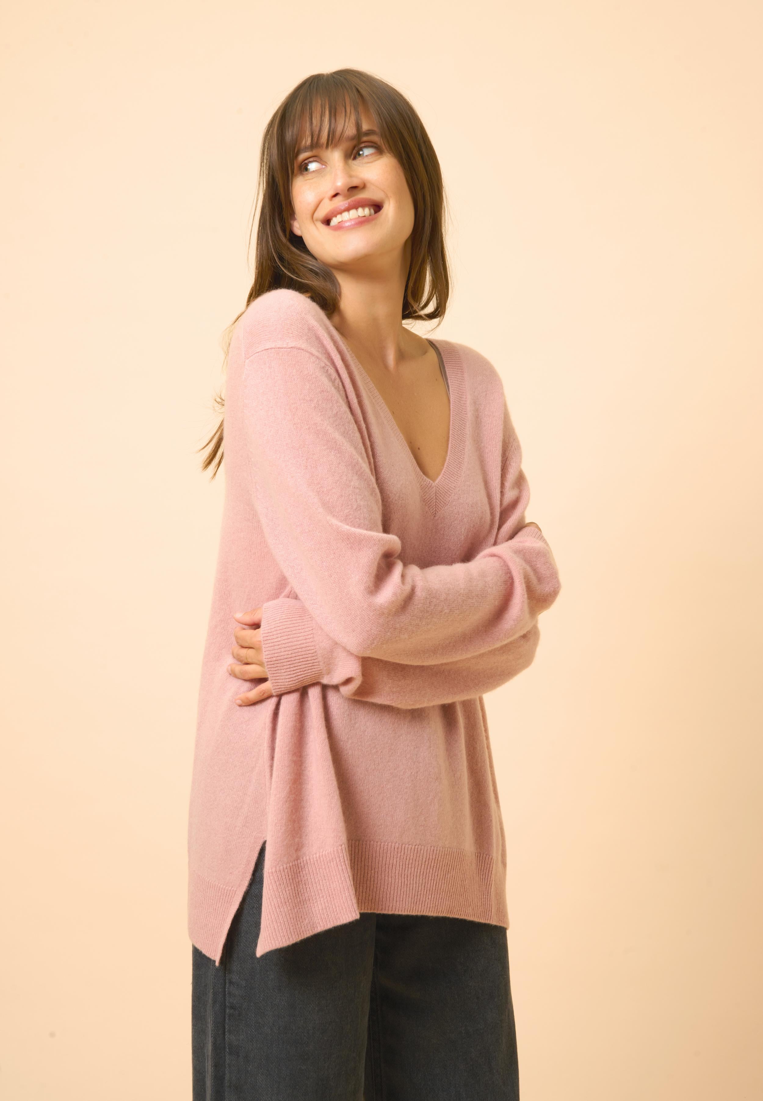 OPAL rosewood v-neck sweater