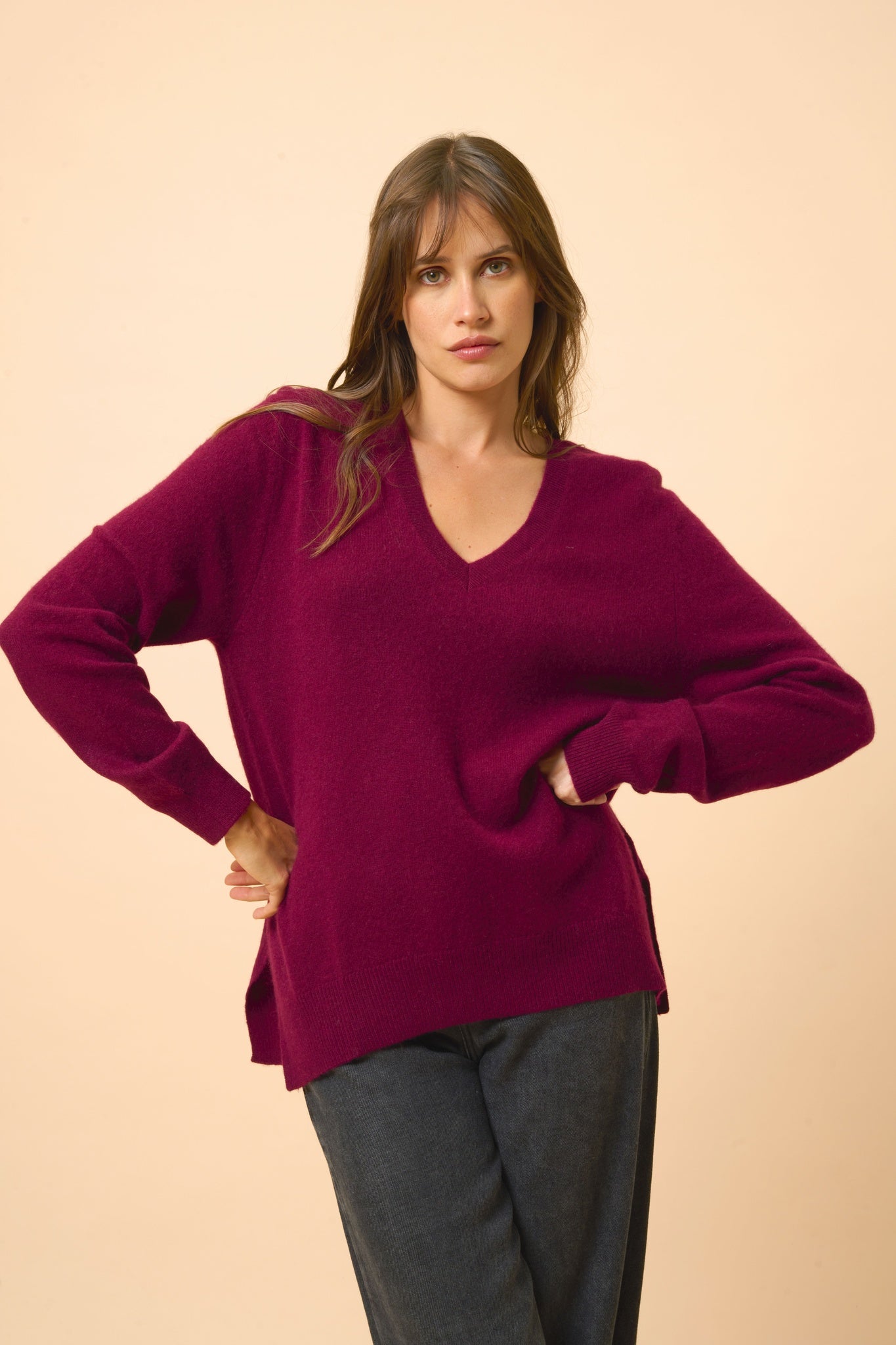 OPAL pull col v bordeaux