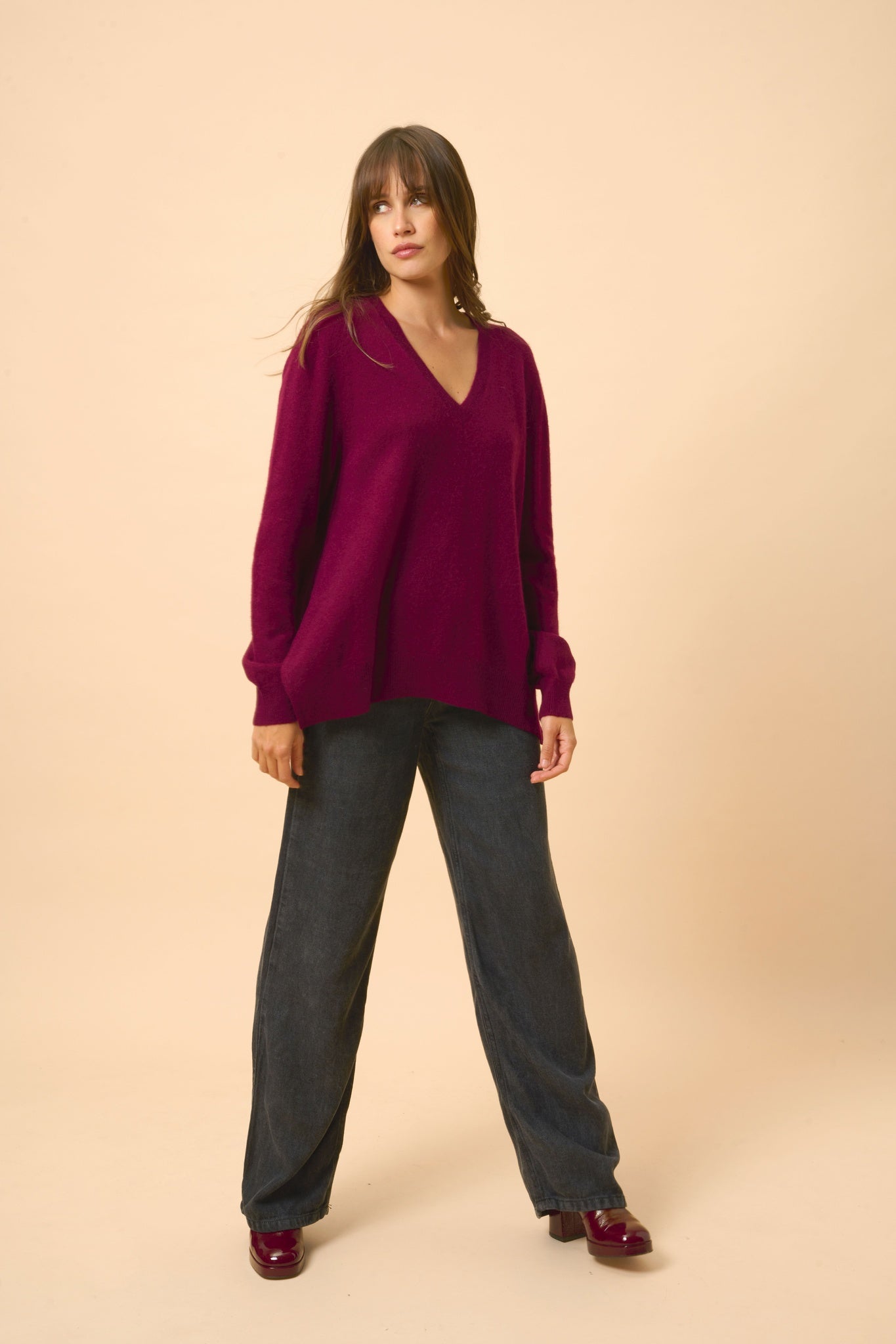 OPAL pull col v bordeaux