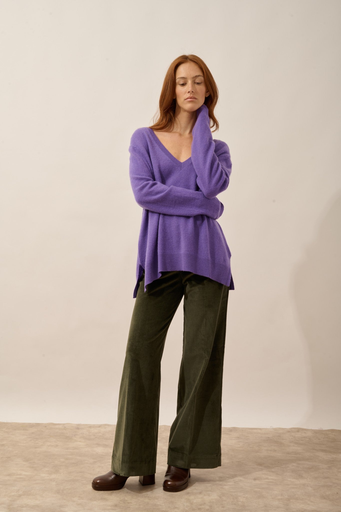 opal pull col v devant et dos glycine