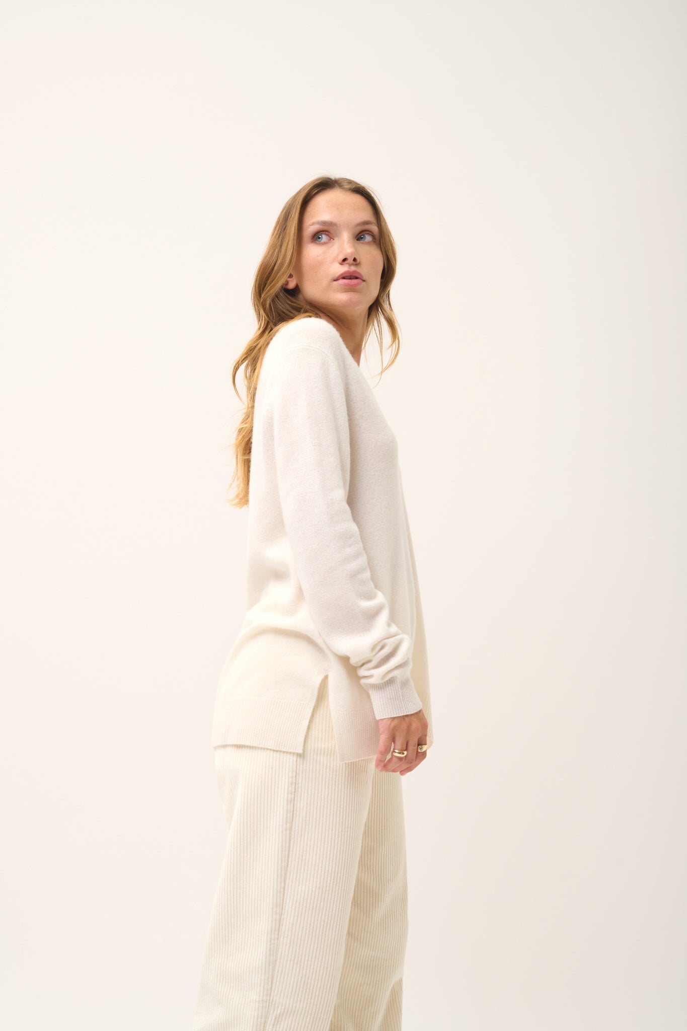 OPAL pull col v devant et dos ivoire