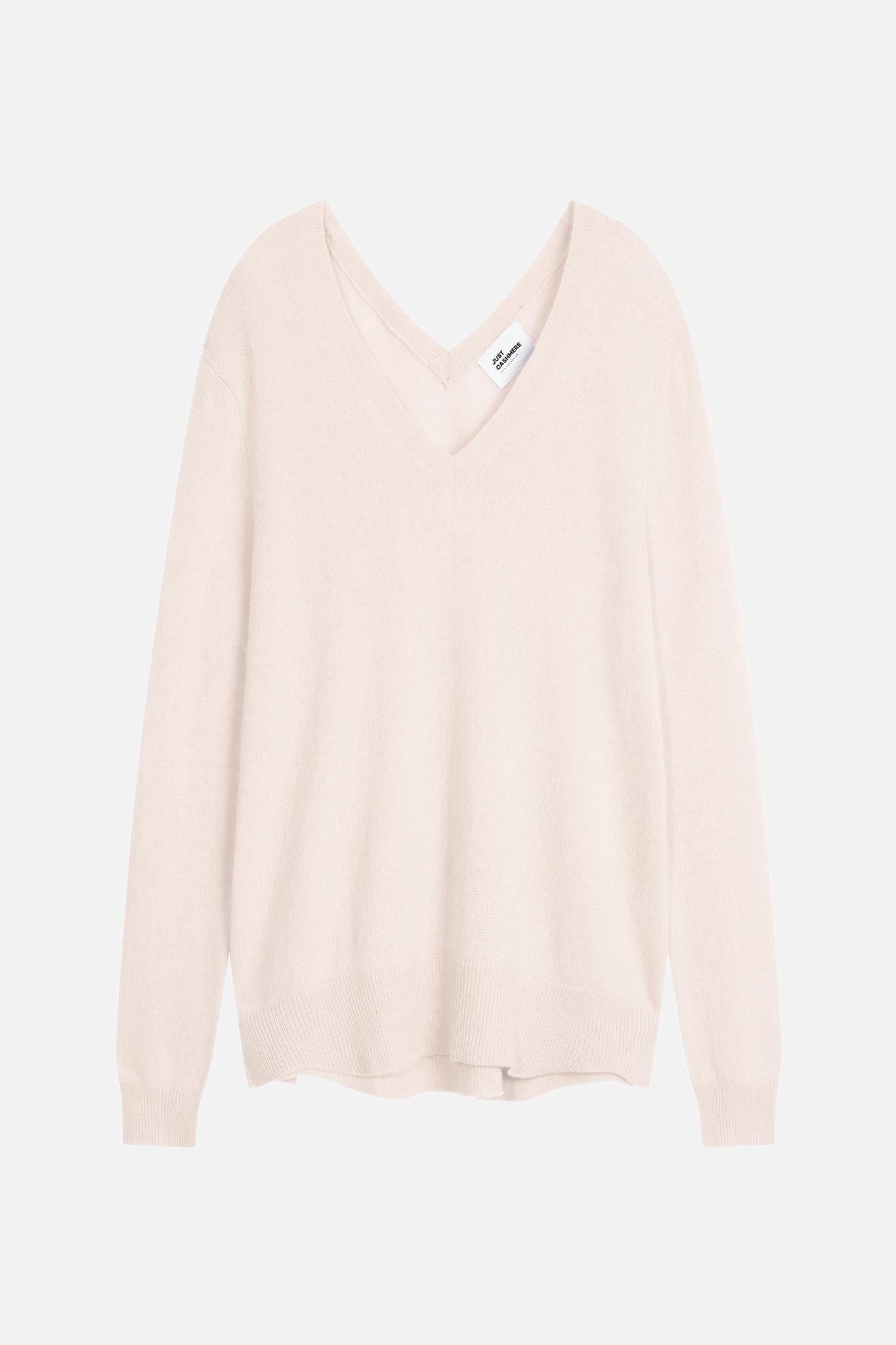 OPAL v-neck sweater ivory front and back