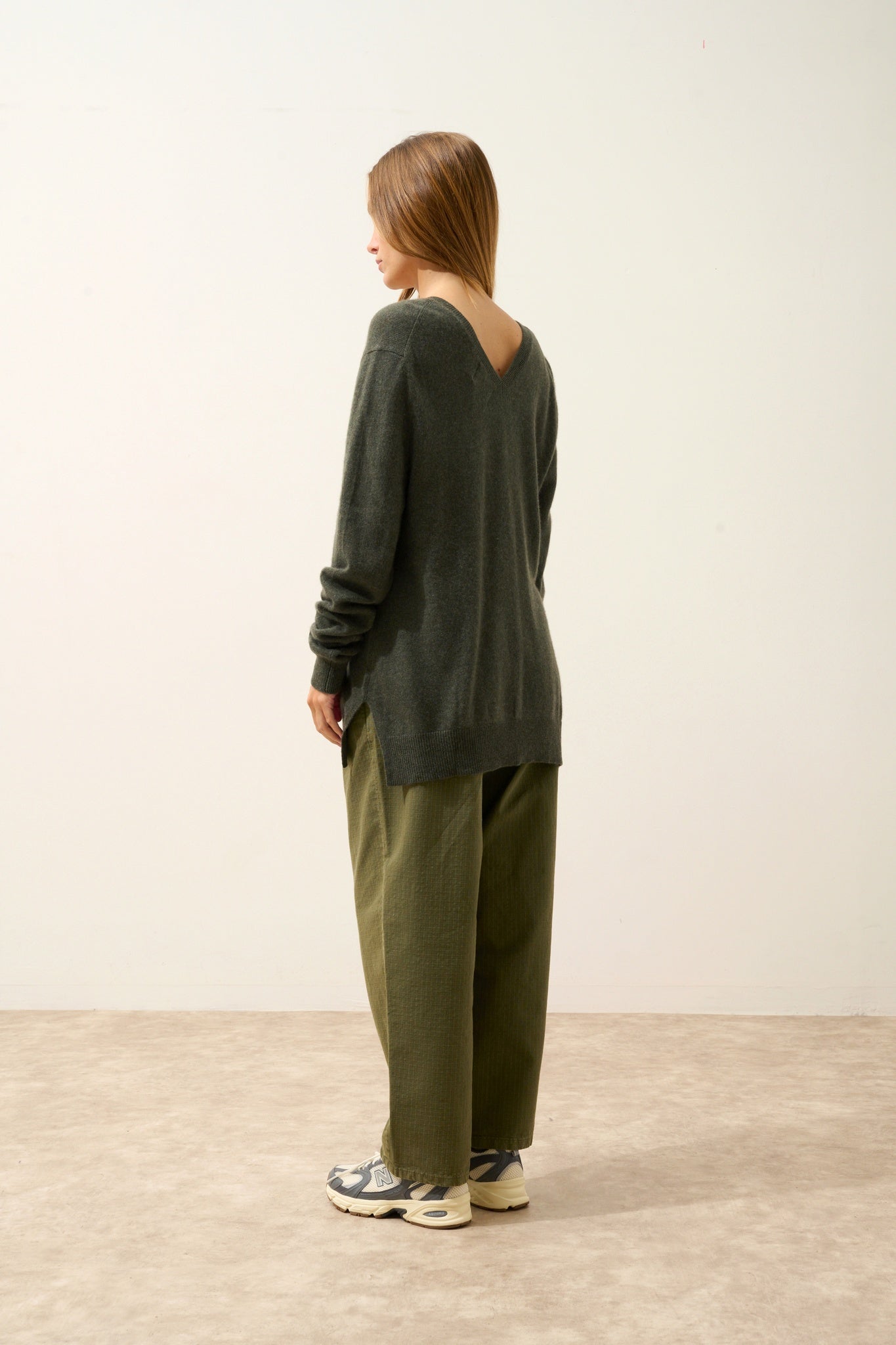 OPAL khaki v-neck sweater