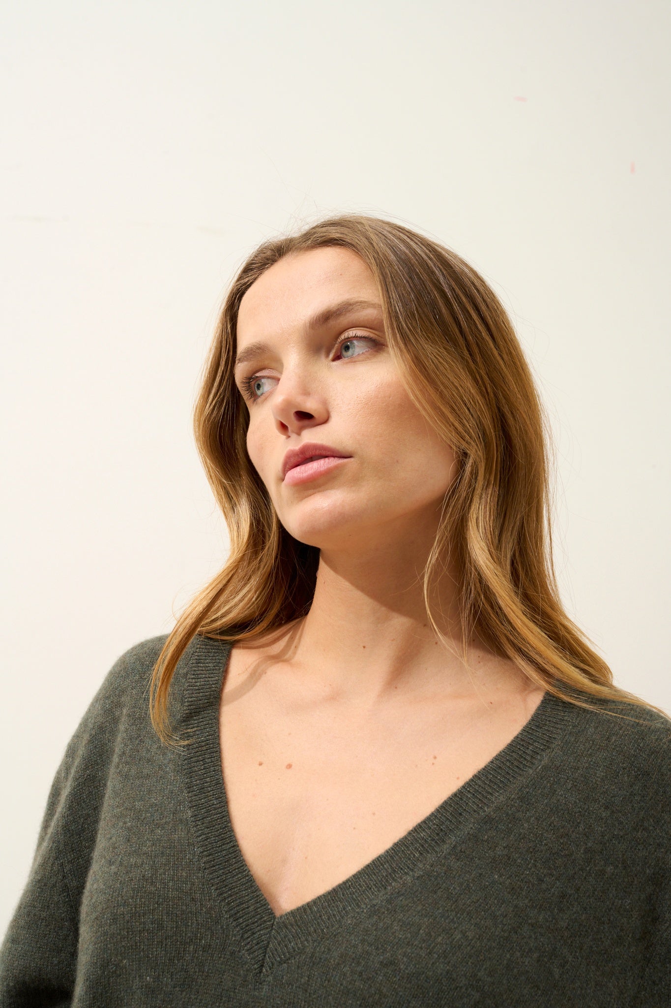 OPAL khaki v-neck sweater