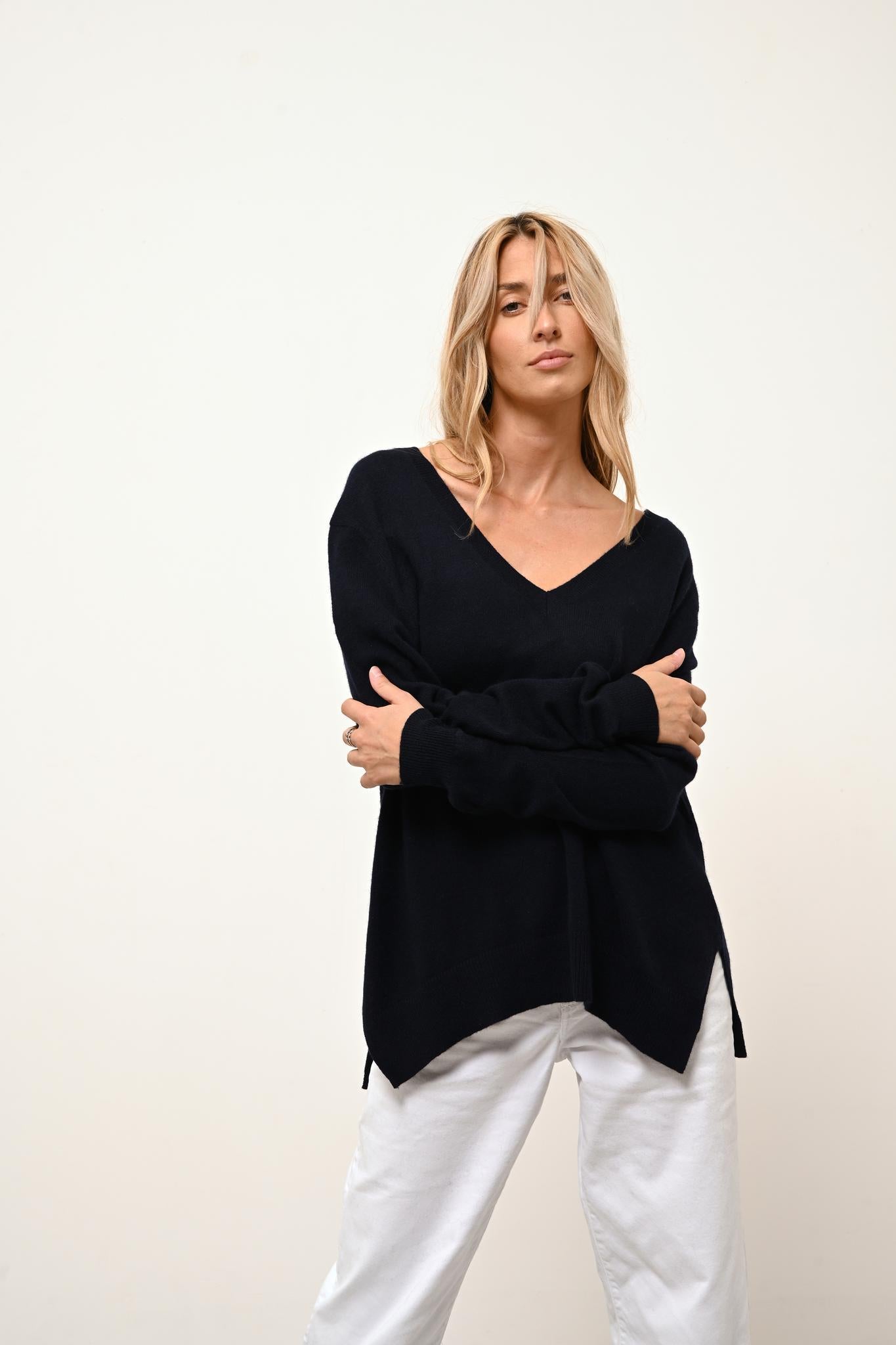 OPAL pull col v navy