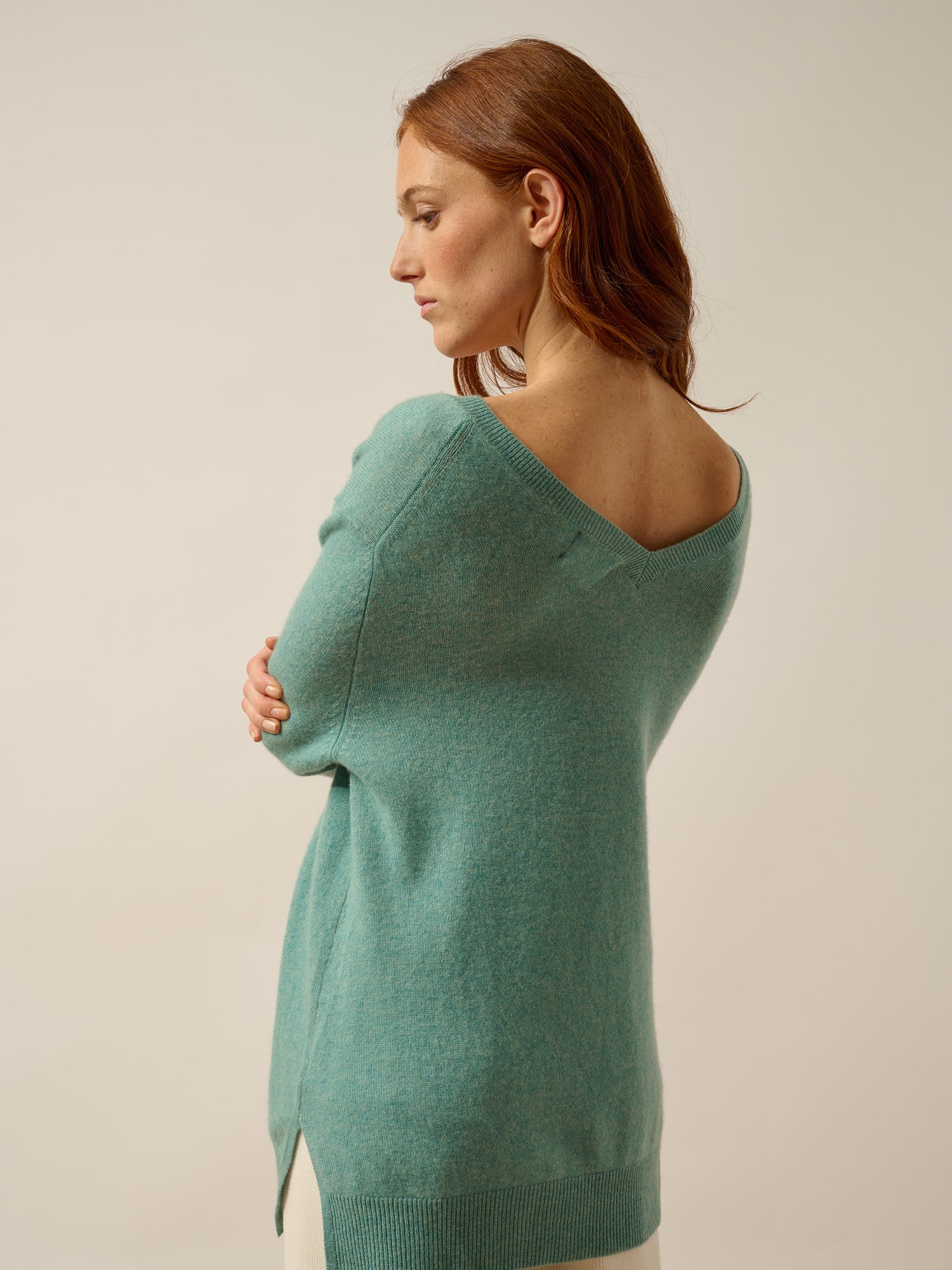 OPAL pull col v vert chiné