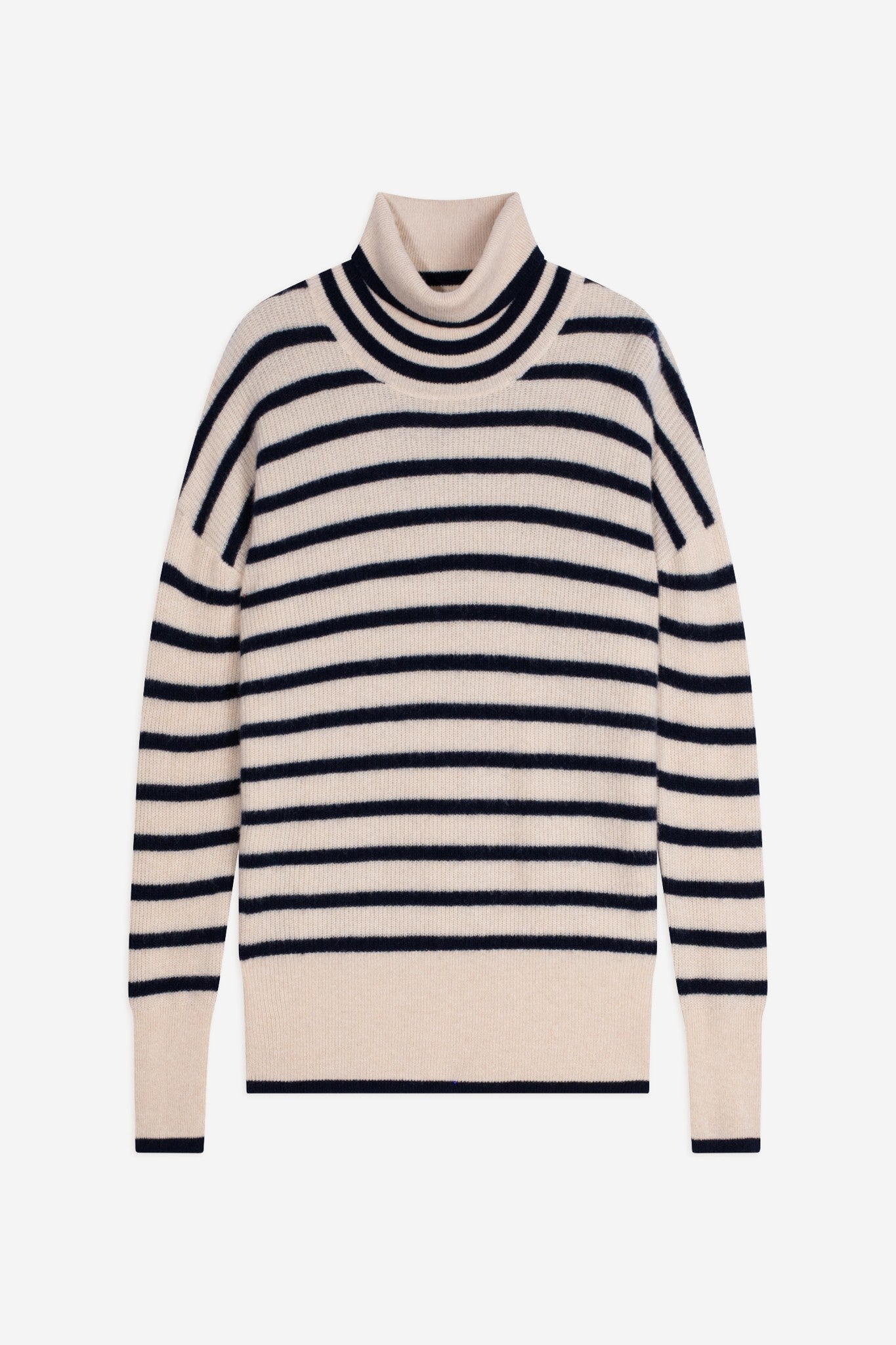 orélis pull col roulé bi-color navy/sable