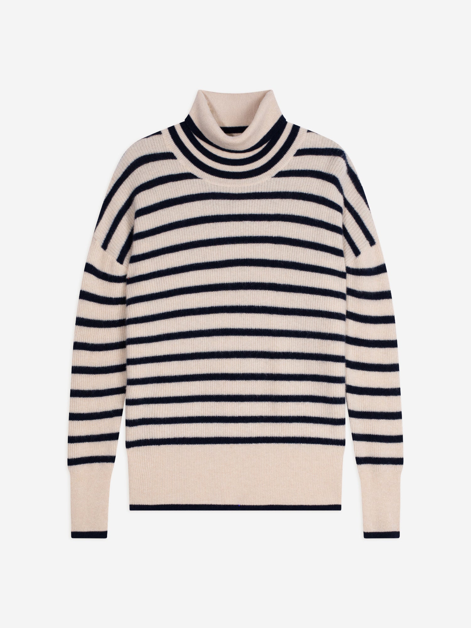 ORÉLIS pull col roulé bi-color navy/sable