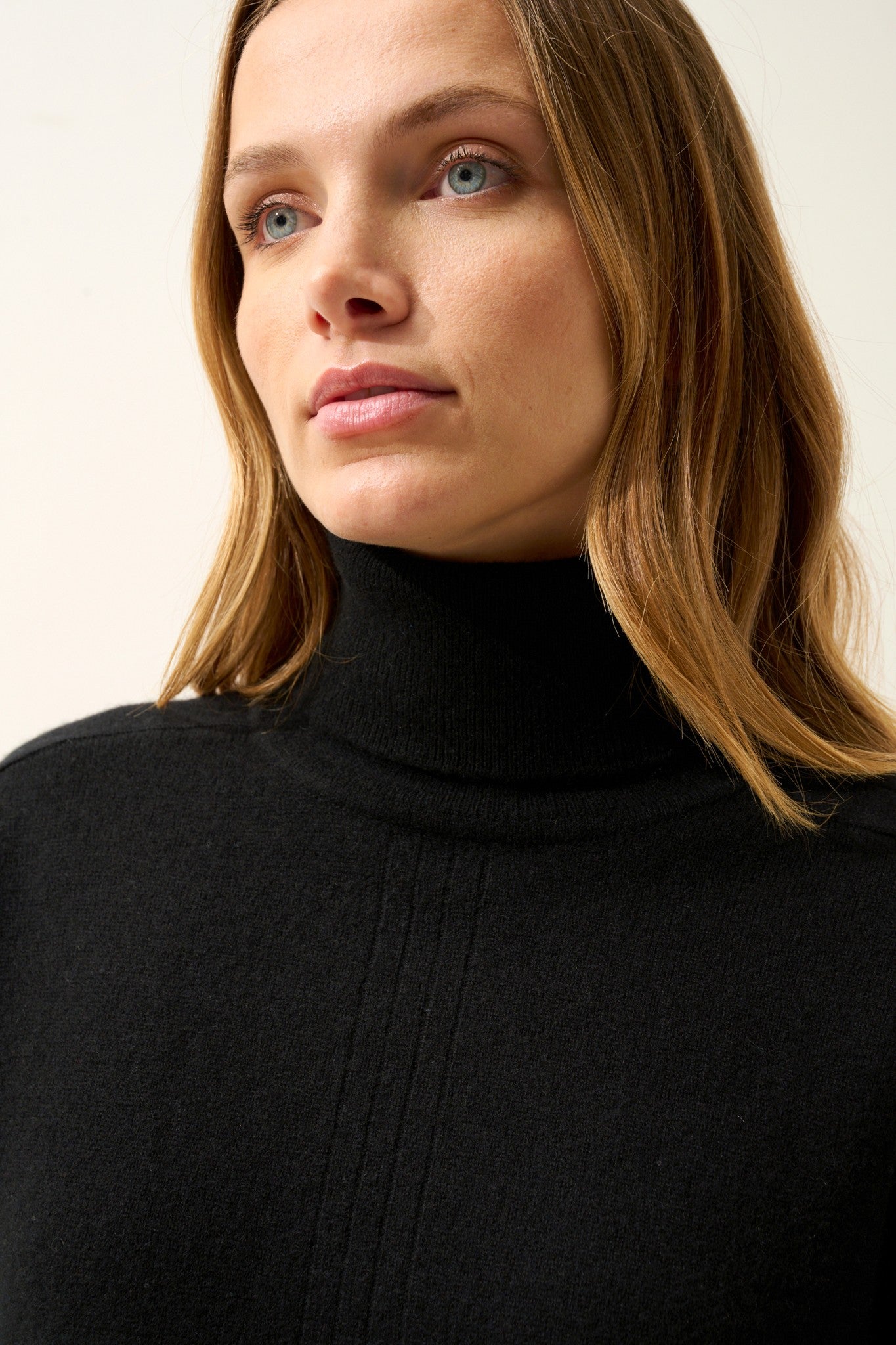 orianne pull col roulé noir 100% cachemire