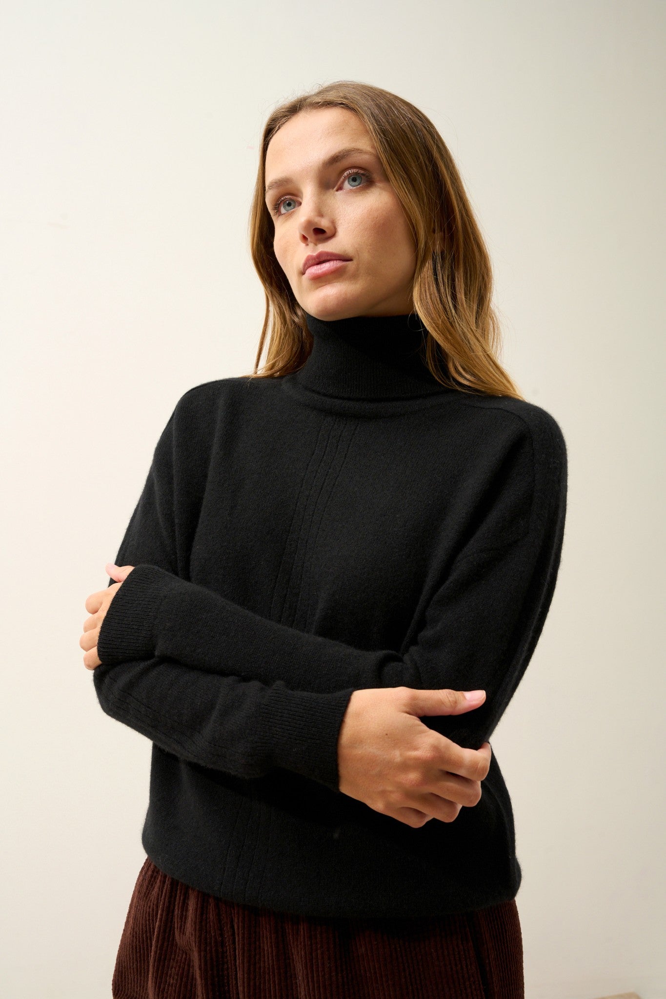 orianne pull col roulé noir 100% cachemire