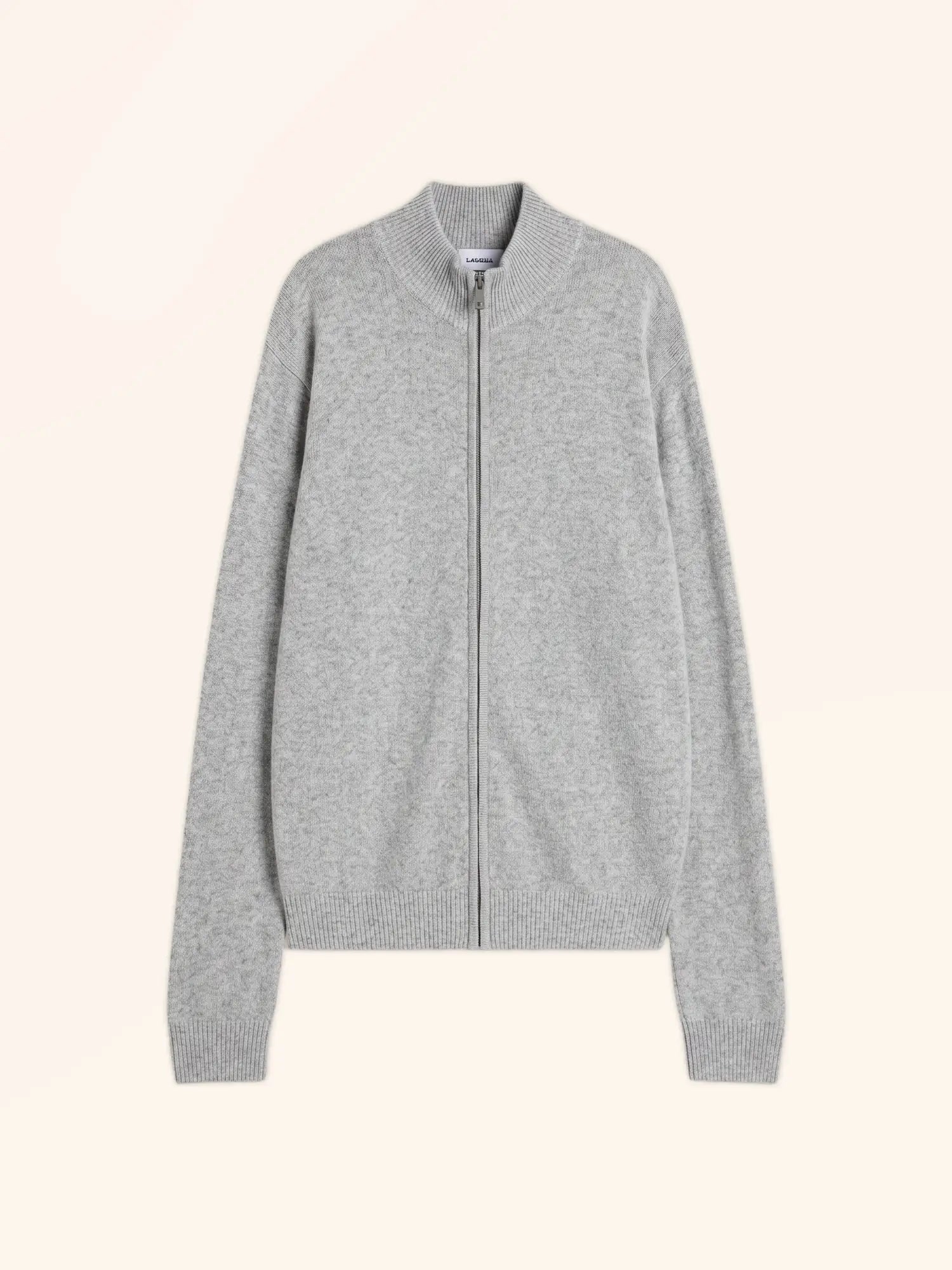 CHARLOTTE Gilet Zippé Col Camionneur 4 Fils Nuage Chiné